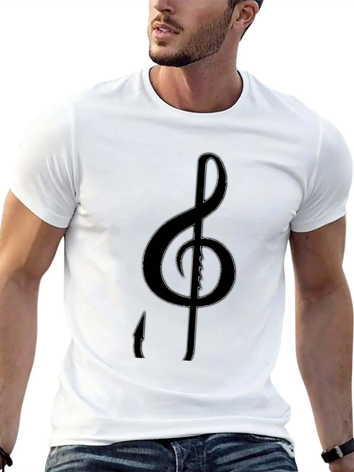 Music Note Treble Clef Graphic Black Tee