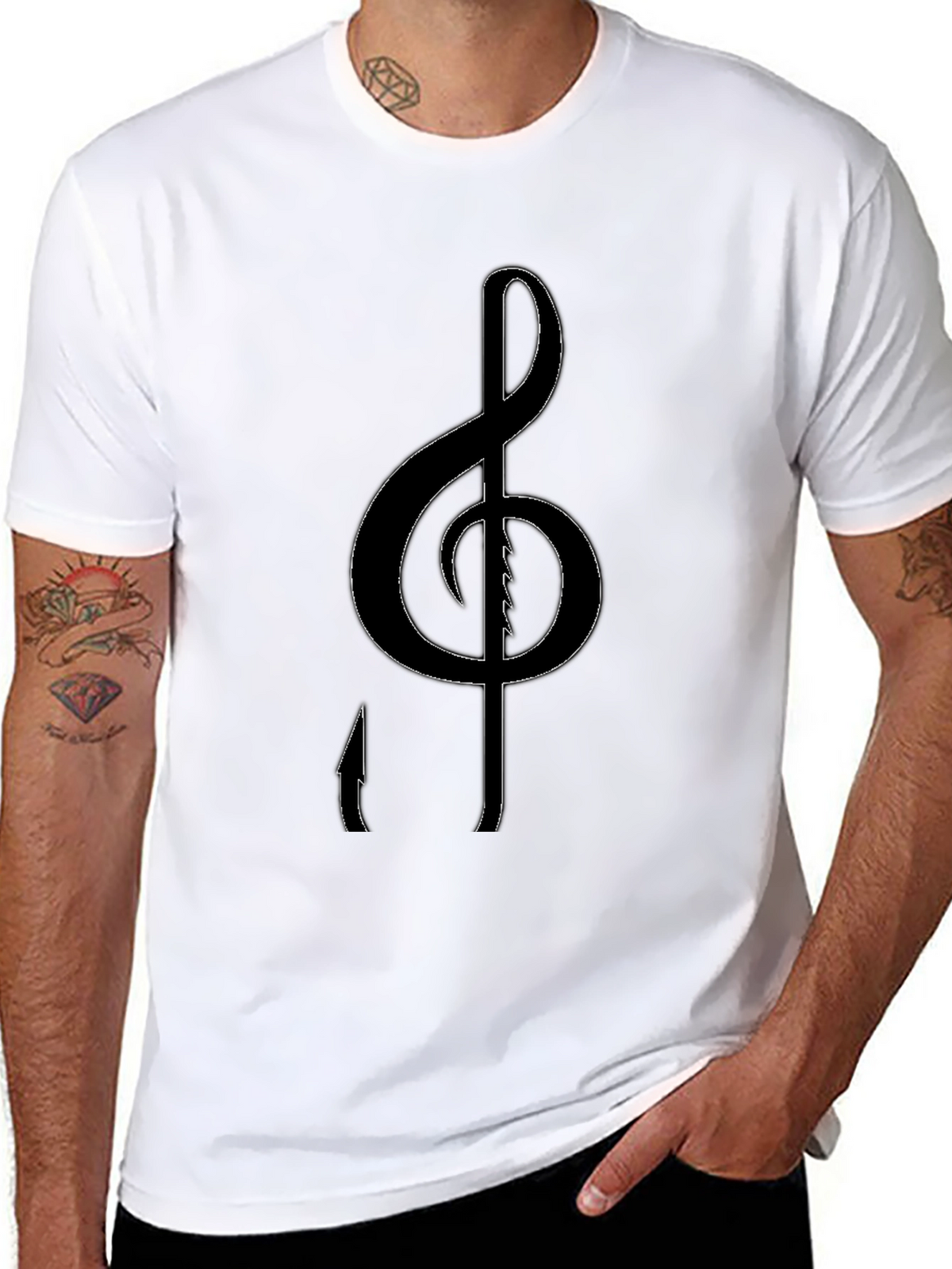 Music Note Treble Clef Graphic Black Tee