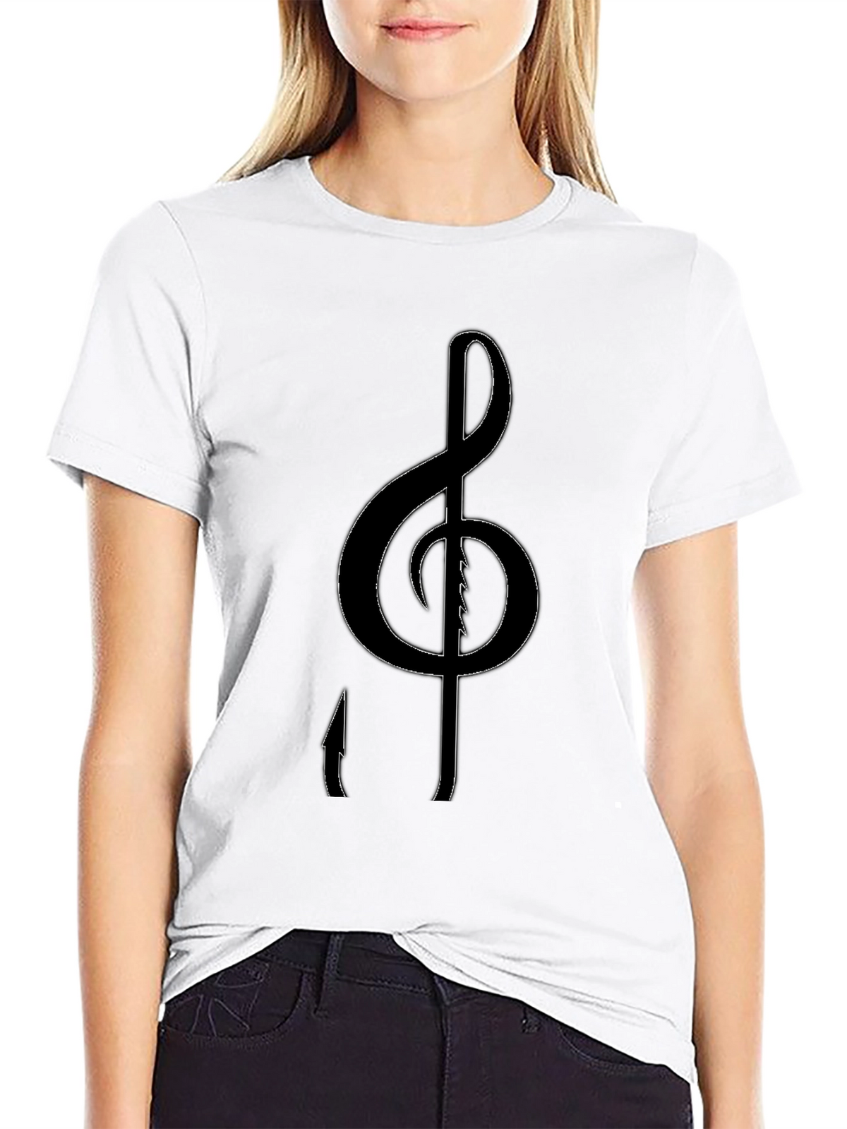 Music Note Treble Clef Graphic Black Tee