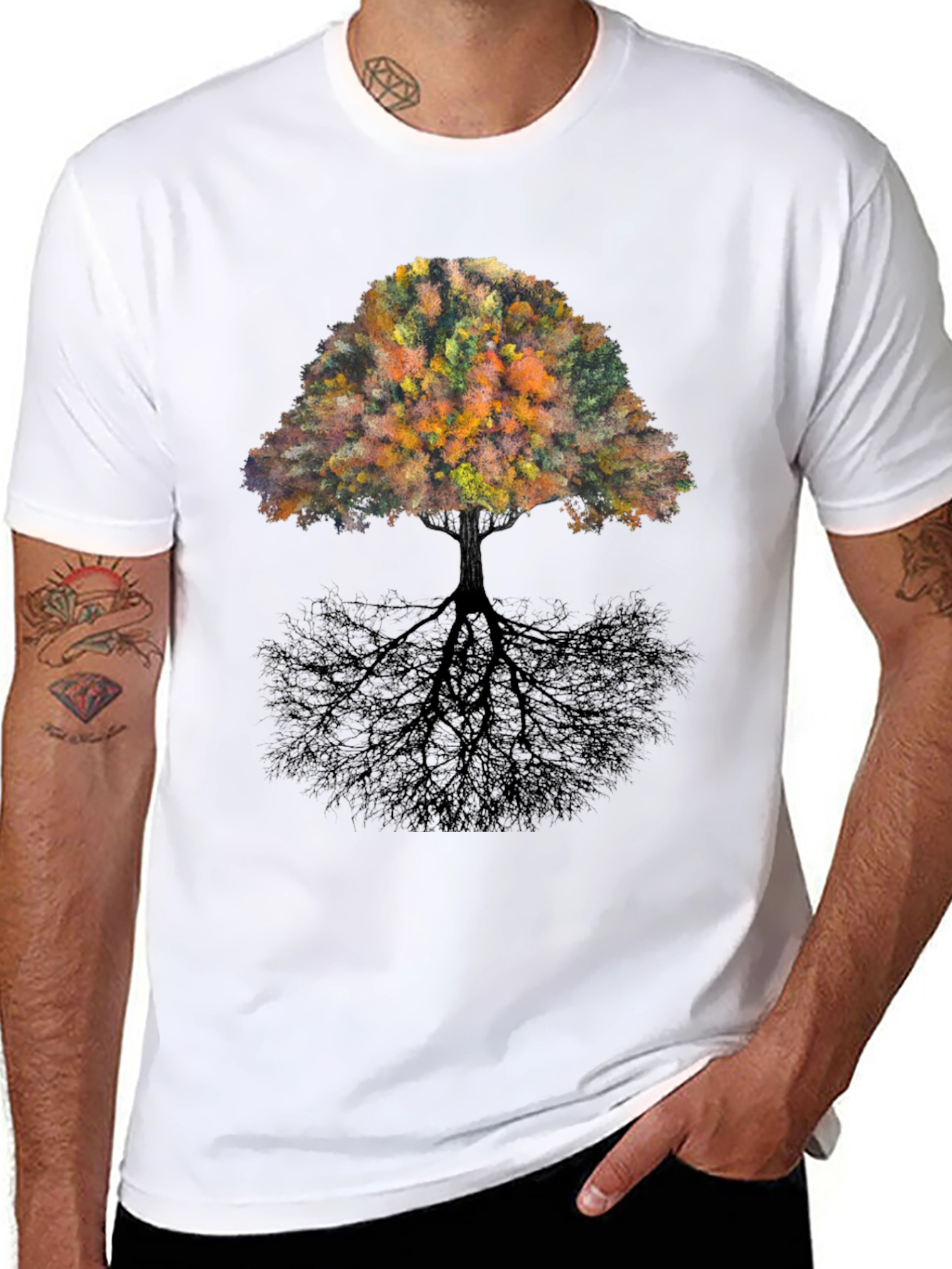 Nature Tree Graphic Black T-Shirt