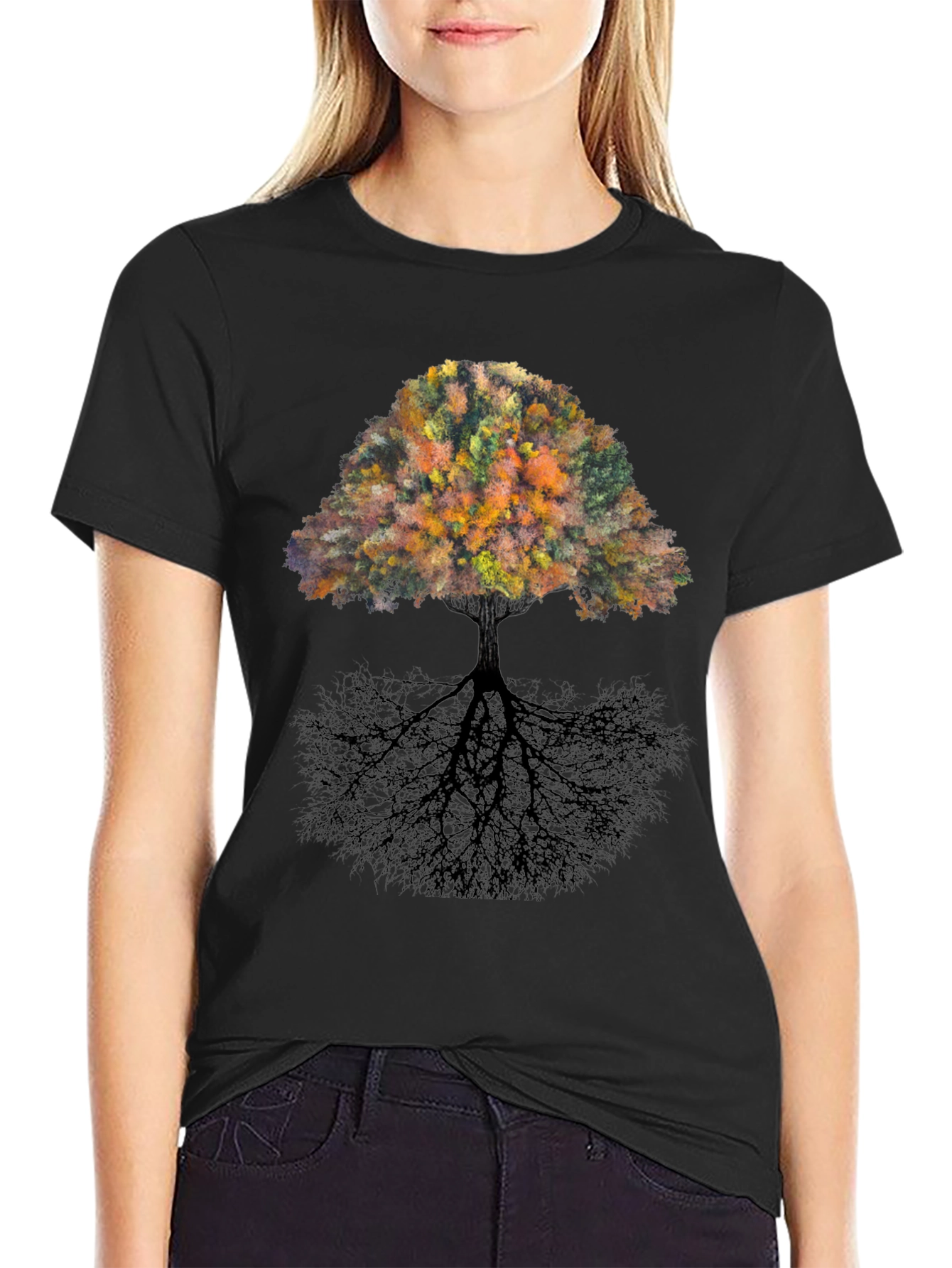 Nature Tree Graphic Black T-Shirt