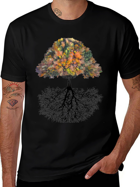 Nature Tree Graphic Black T-Shirt
