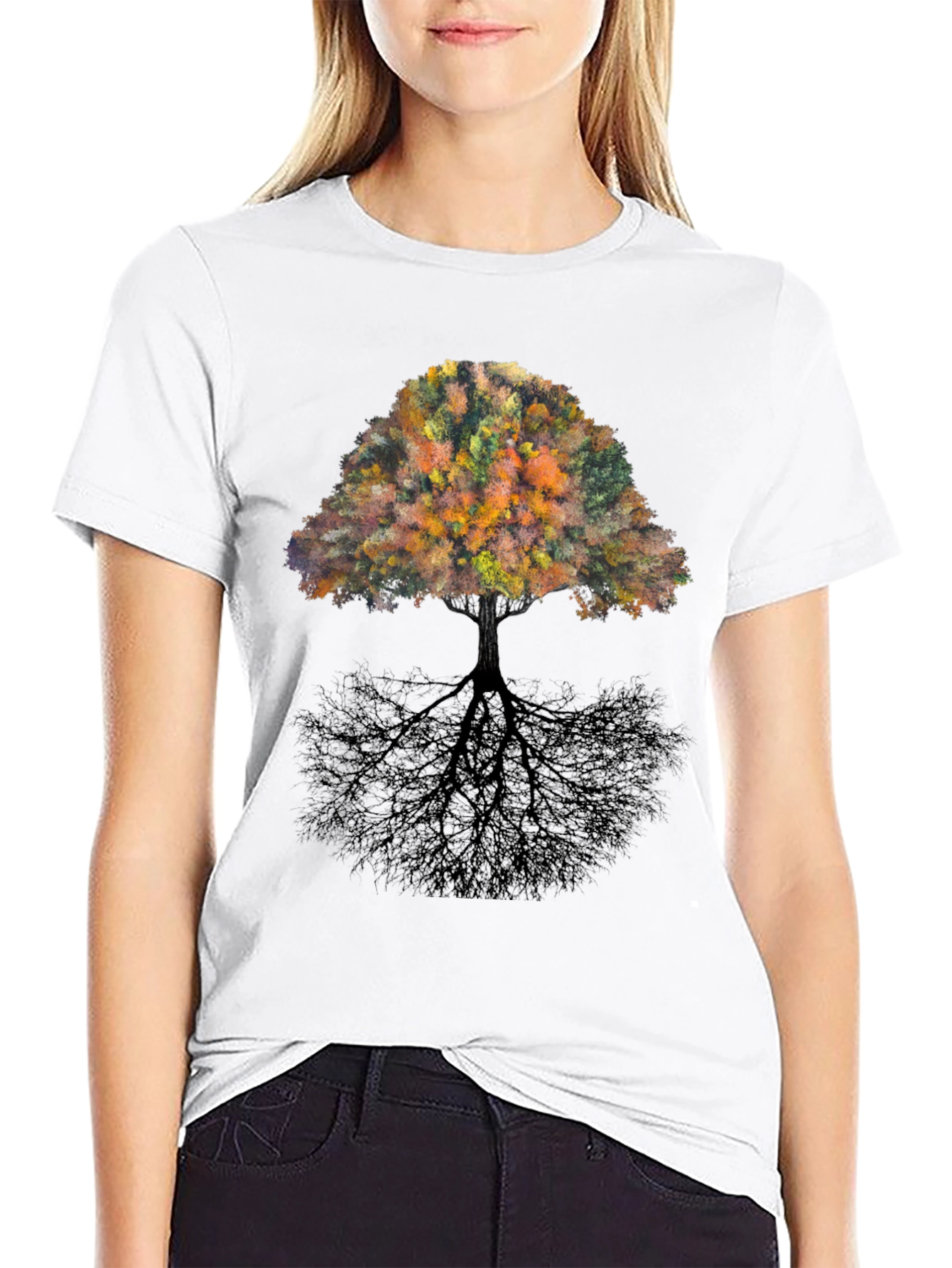 Nature Tree Graphic Black T-Shirt