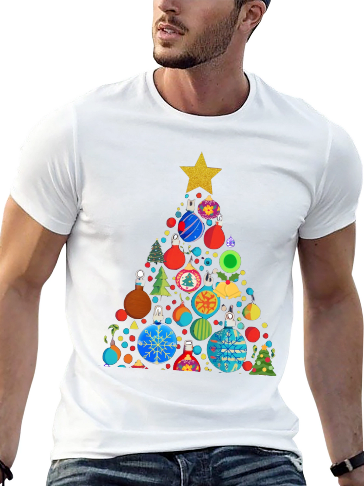 Festive Christmas Ornament Tree Graphic Tee