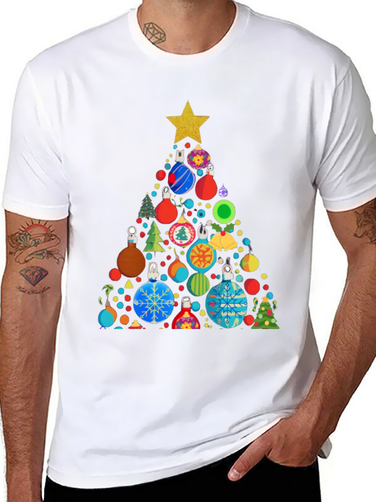 Festive Christmas Ornament Tree Graphic Tee