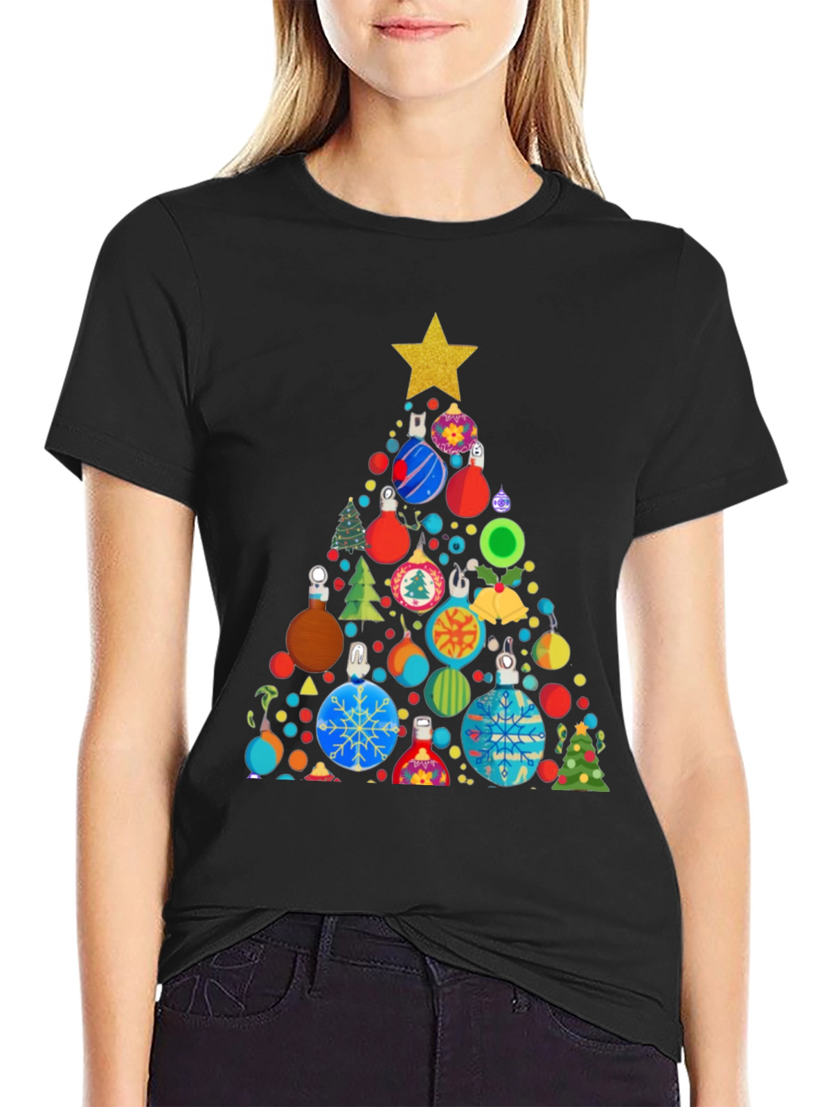 Festive Christmas Ornament Tree Graphic Tee