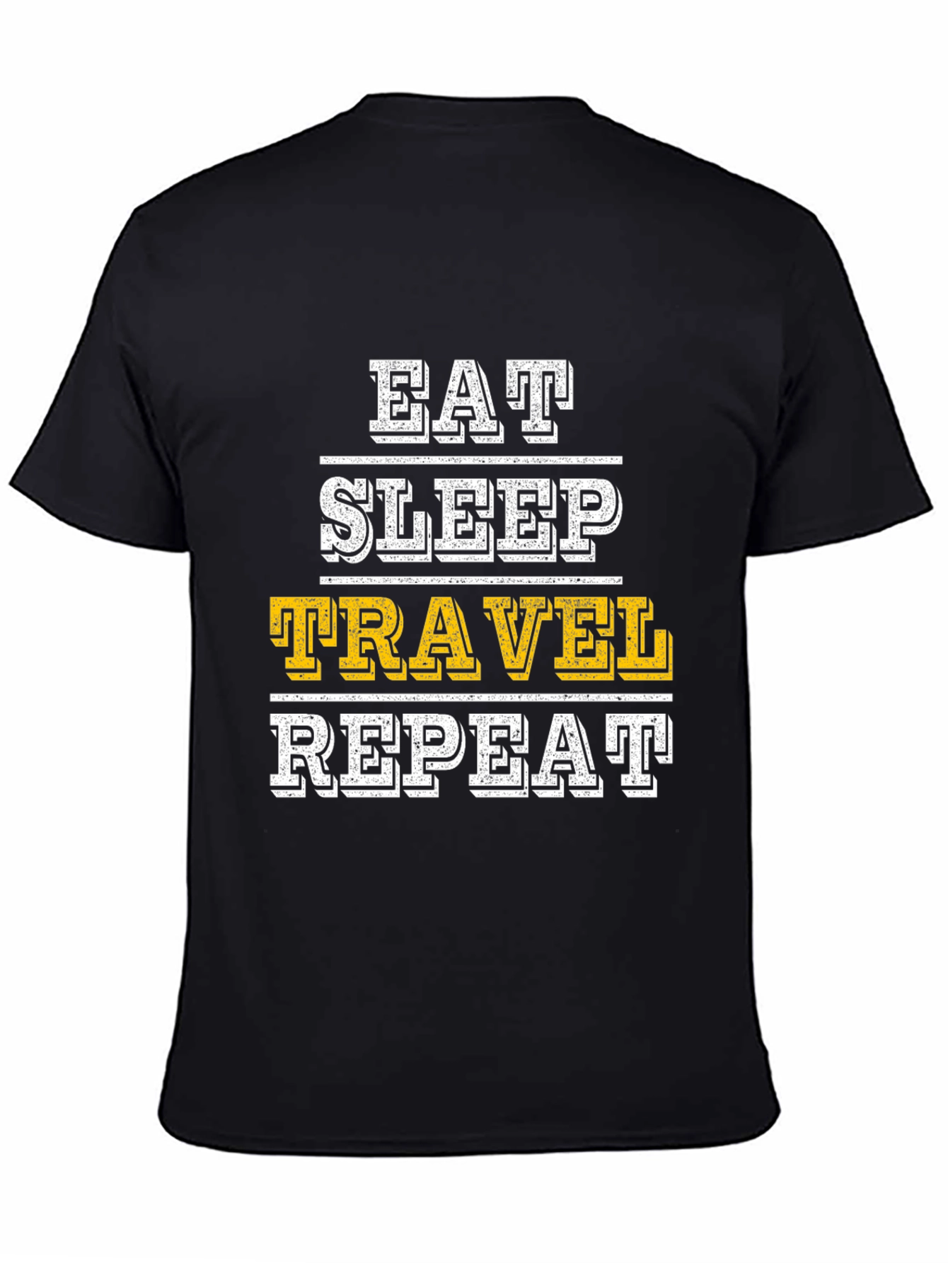 Eat Sleep Travel Repeat Graphic Tee - Black Cotton