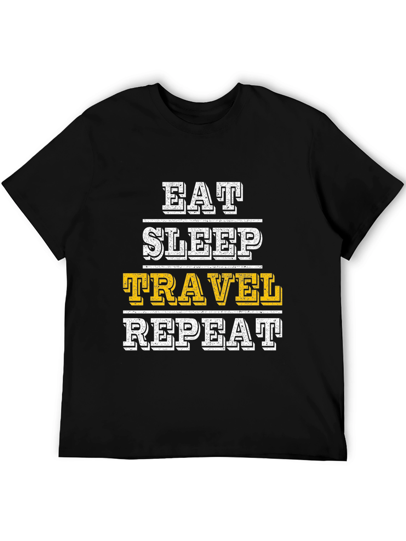 Eat Sleep Travel Repeat Graphic Tee - Black Cotton