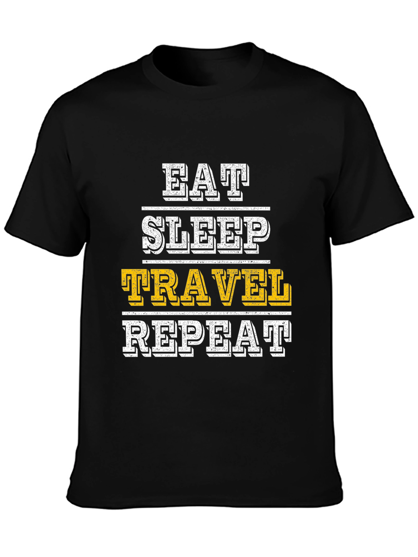 Eat Sleep Travel Repeat Graphic Tee - Black Cotton