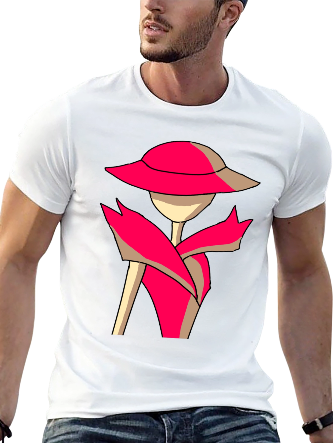 Stylish Cartoon Lady Graphic Tee - Black