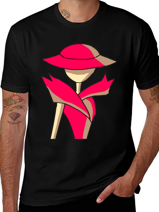 Stylish Cartoon Lady Graphic Tee - Black