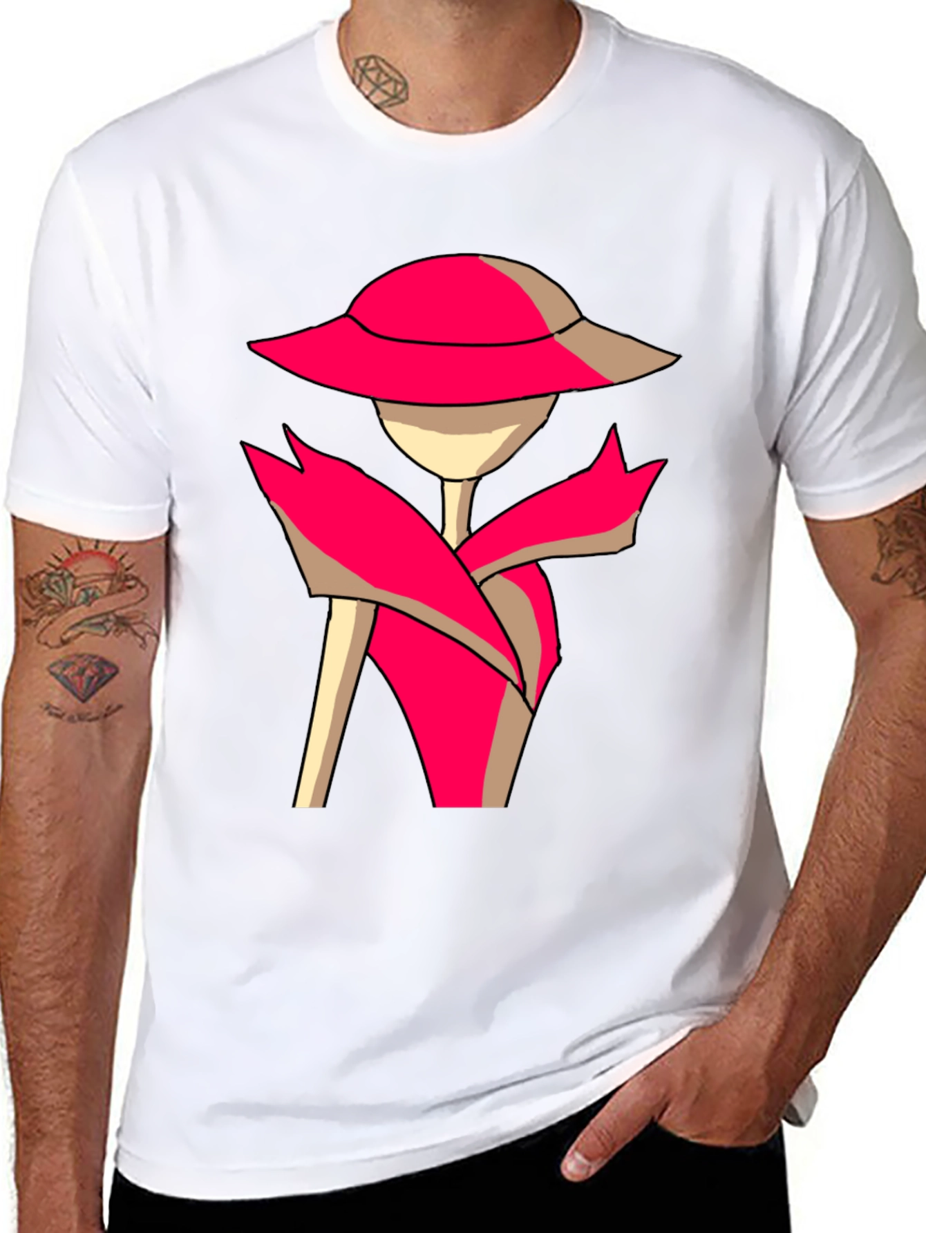 Stylish Cartoon Lady Graphic Tee - Black