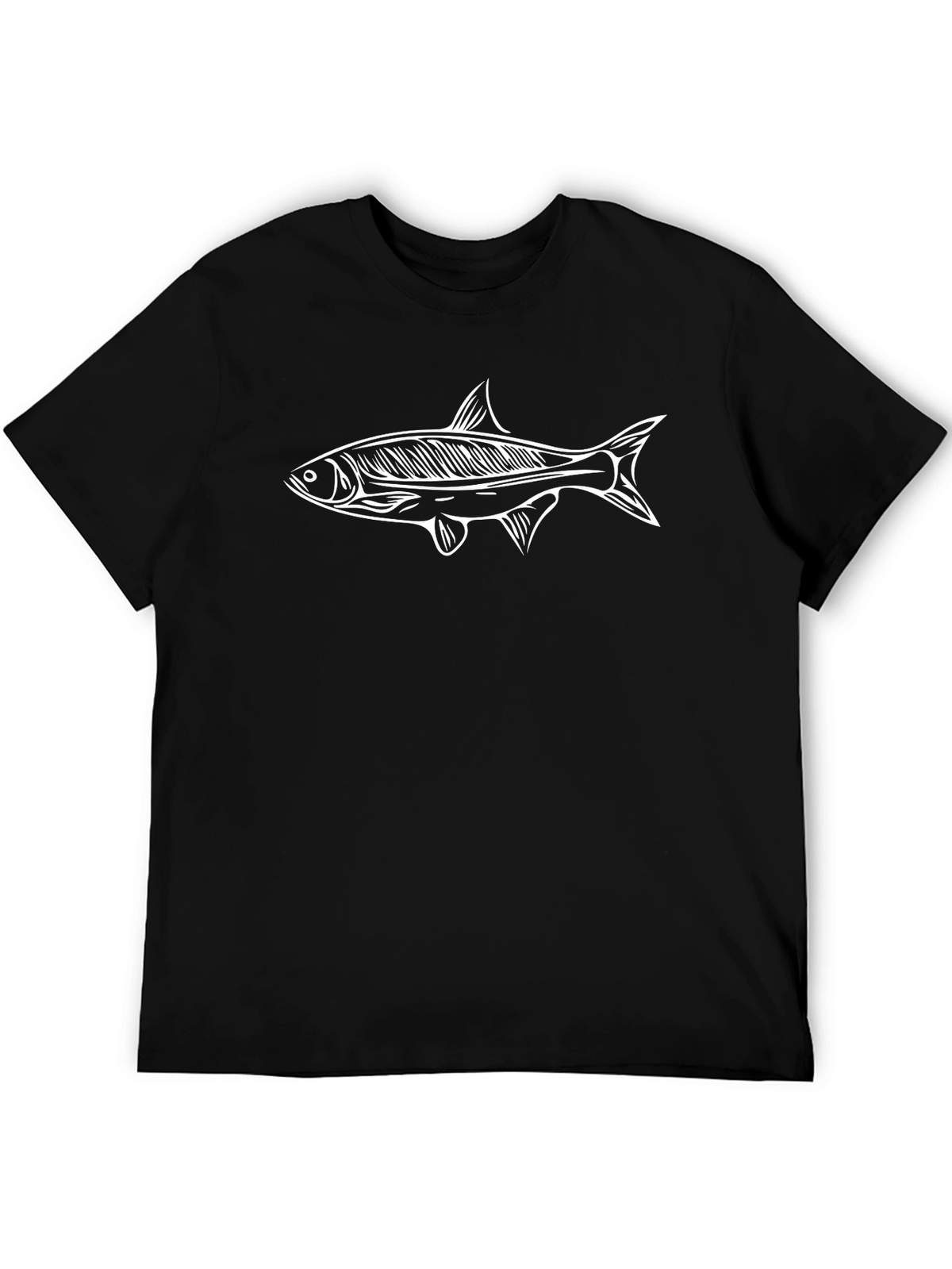 Mens Black Graphic Tee - Fish Design