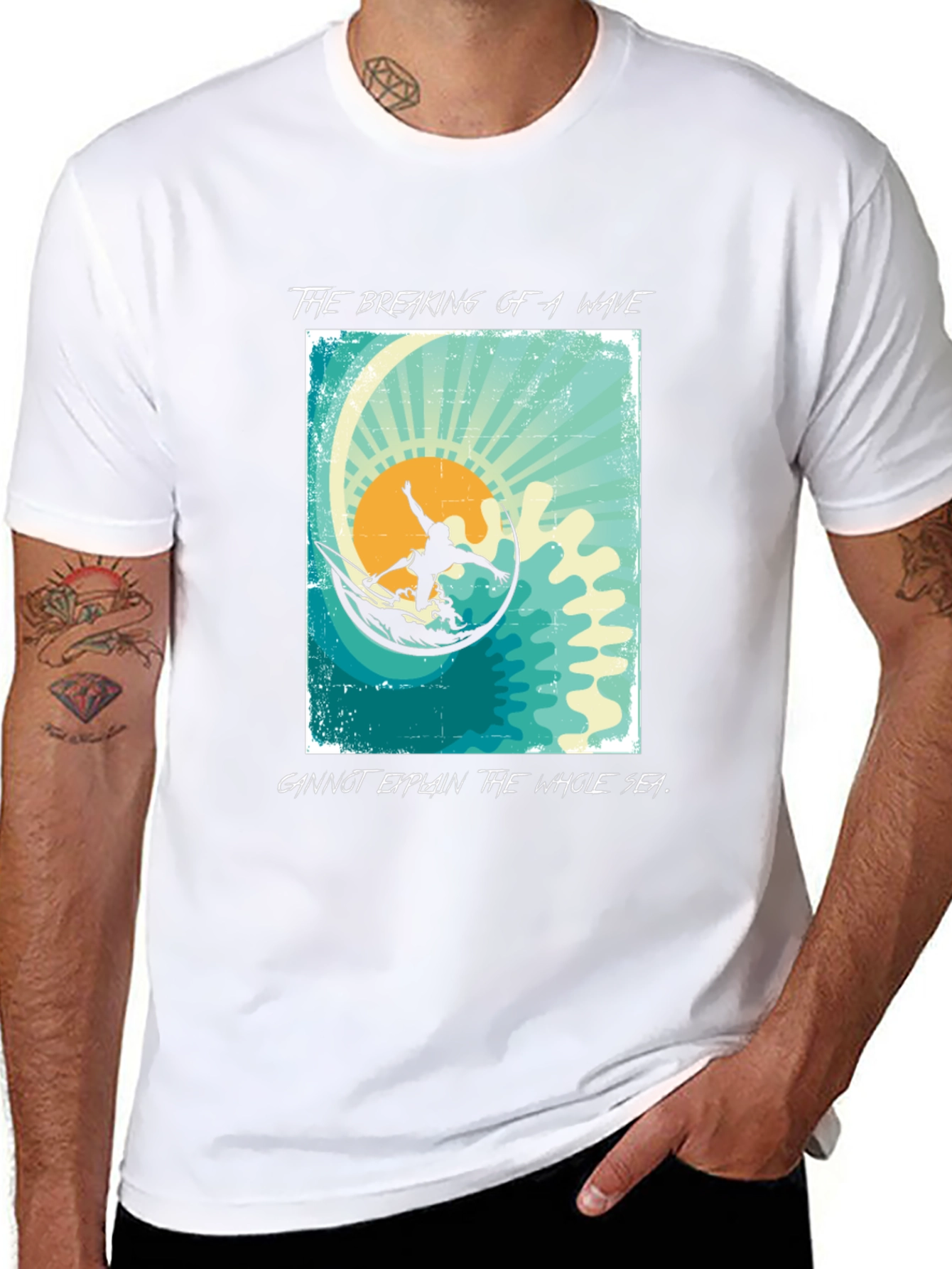 Surfer Graphic T-Shirt - Breaking Wave Design