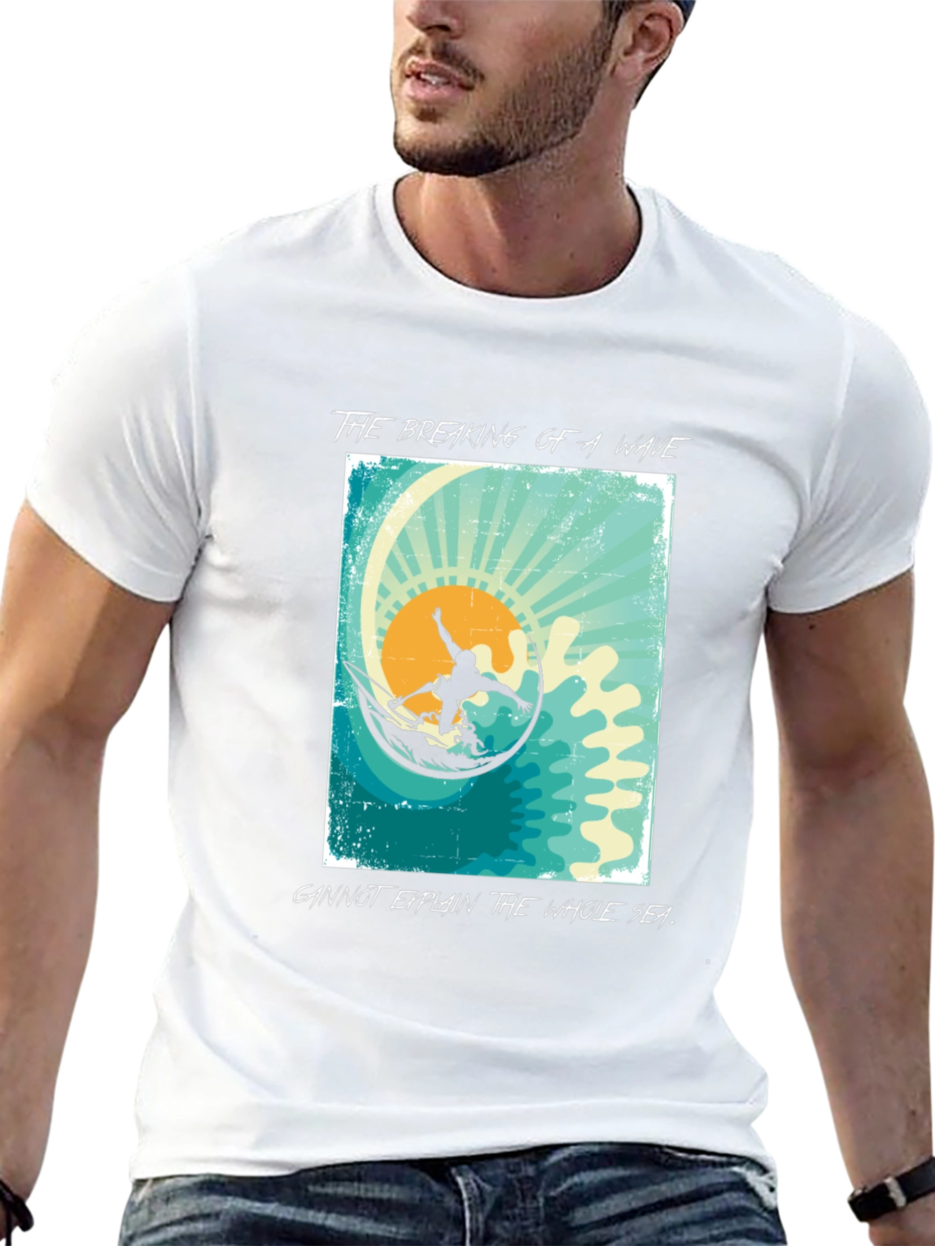 Surfer Graphic T-Shirt - Breaking Wave Design