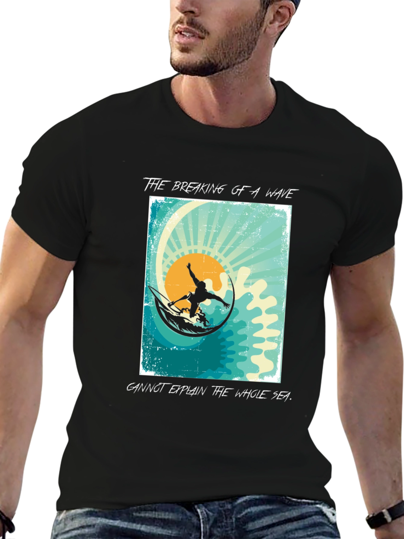 Surfer Graphic T-Shirt - Breaking Wave Design