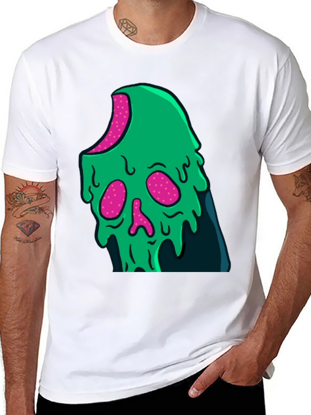 Green Slime Skull Graphic Tee - Cool Casual Style