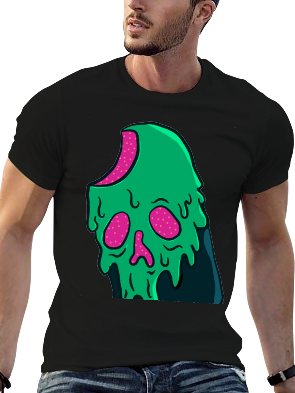 Green Slime Skull Graphic Tee - Cool Casual Style