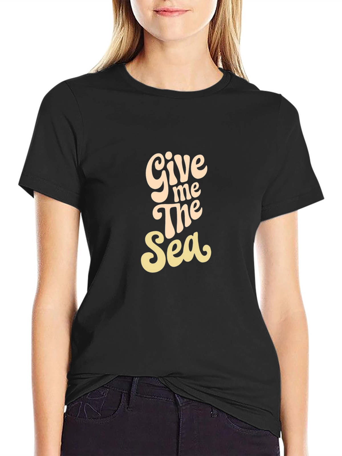 Give Me The Sea Graphic Black T-Shirt