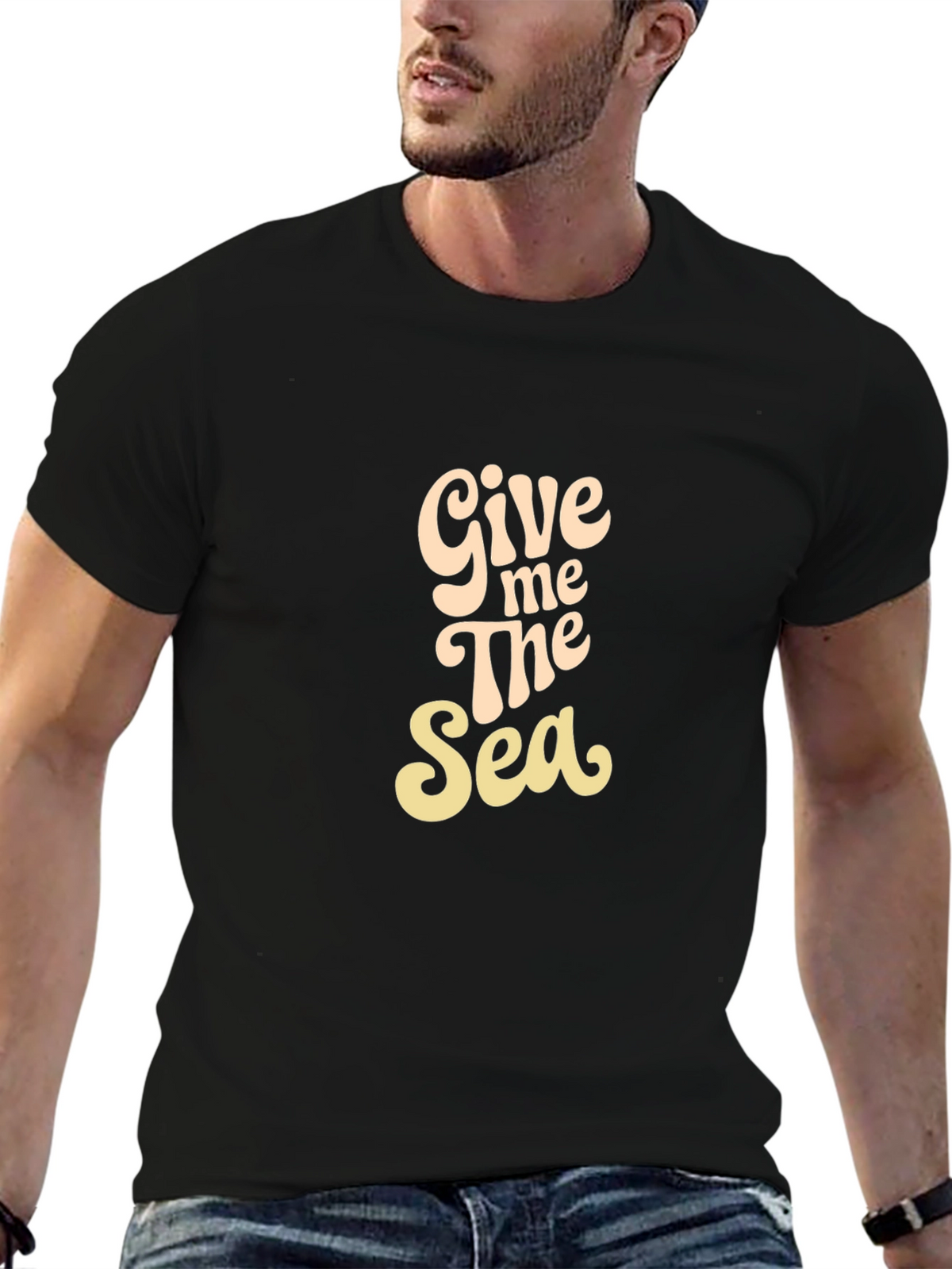 Give Me The Sea Graphic Black T-Shirt