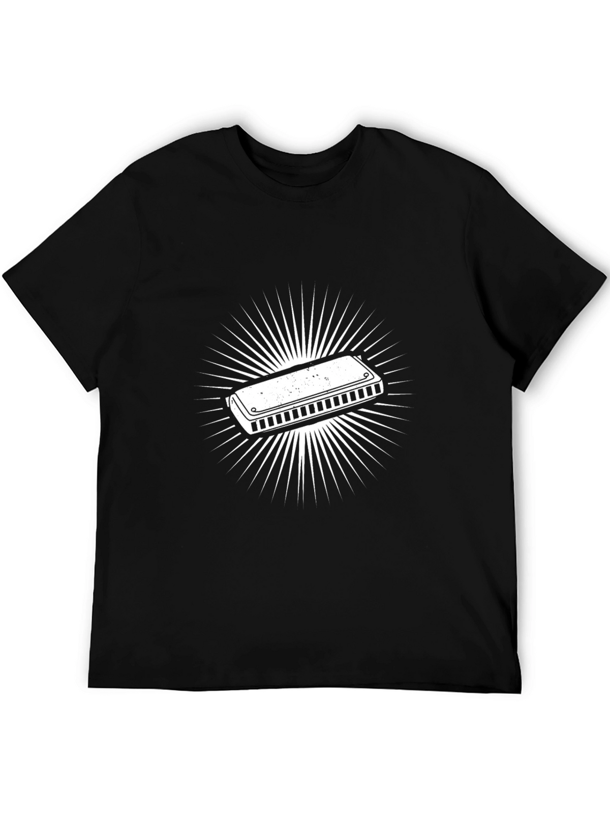 Harmonica Graphic Tee - Black Cotton Casual T-Shirt