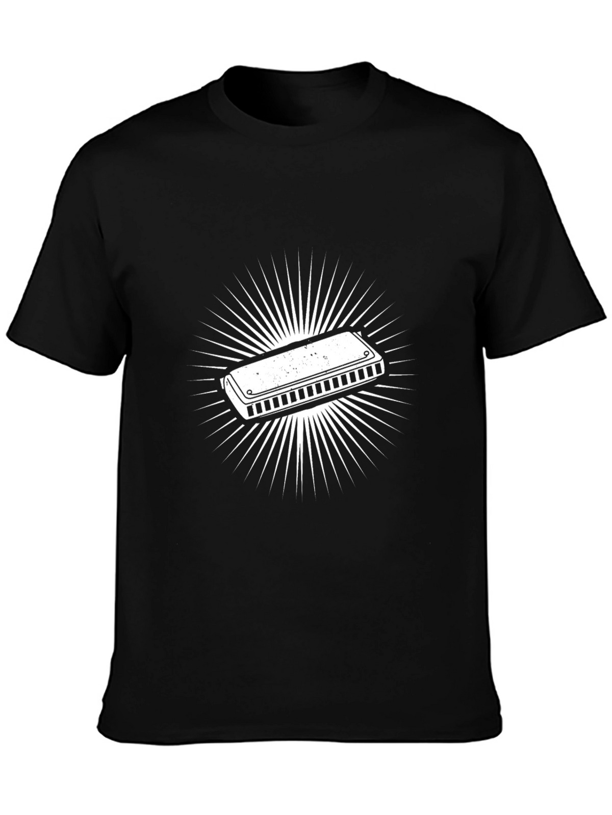 Harmonica Graphic Tee - Black Cotton Casual T-Shirt