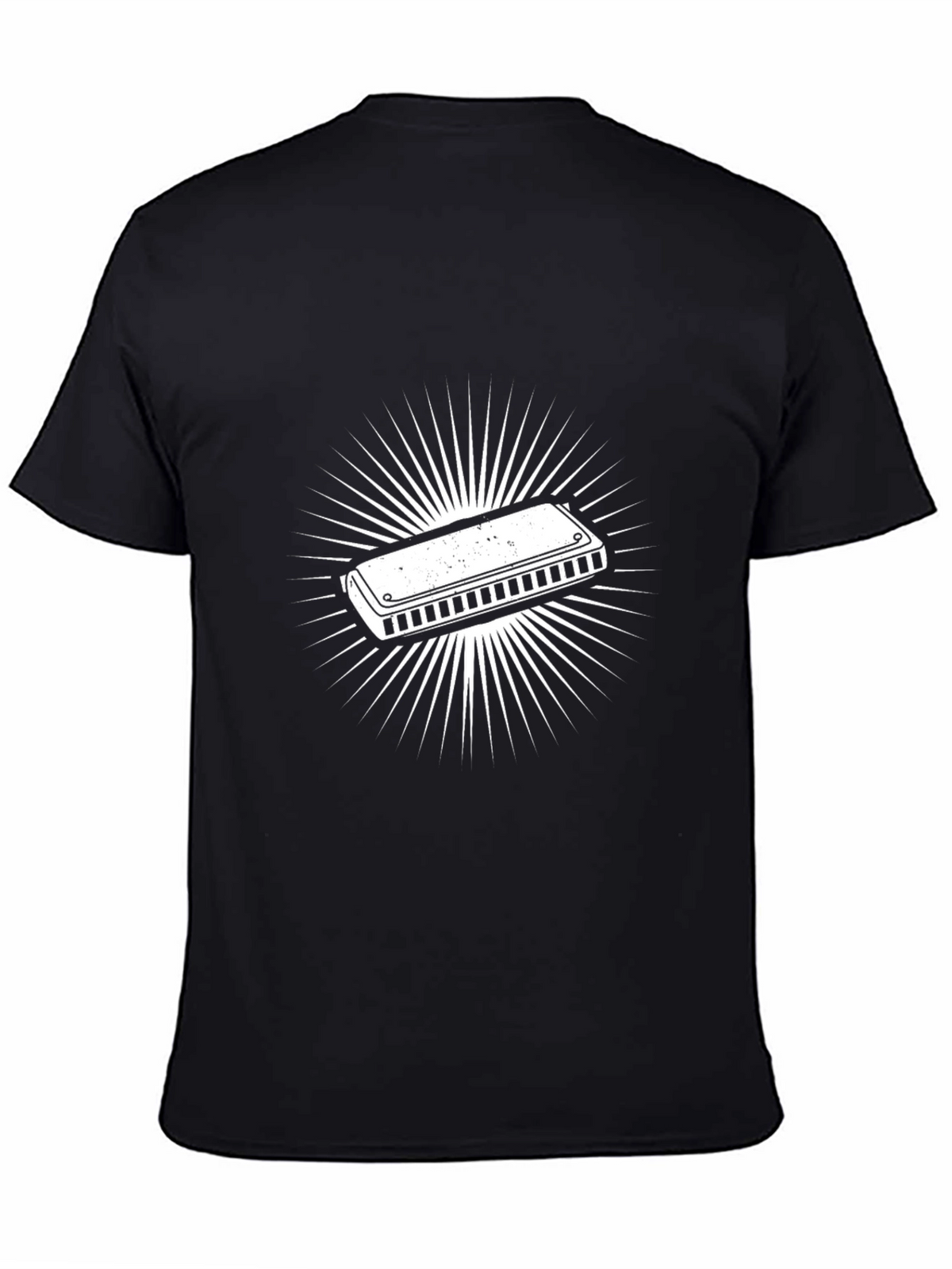 Harmonica Graphic Tee - Black Cotton Casual T-Shirt