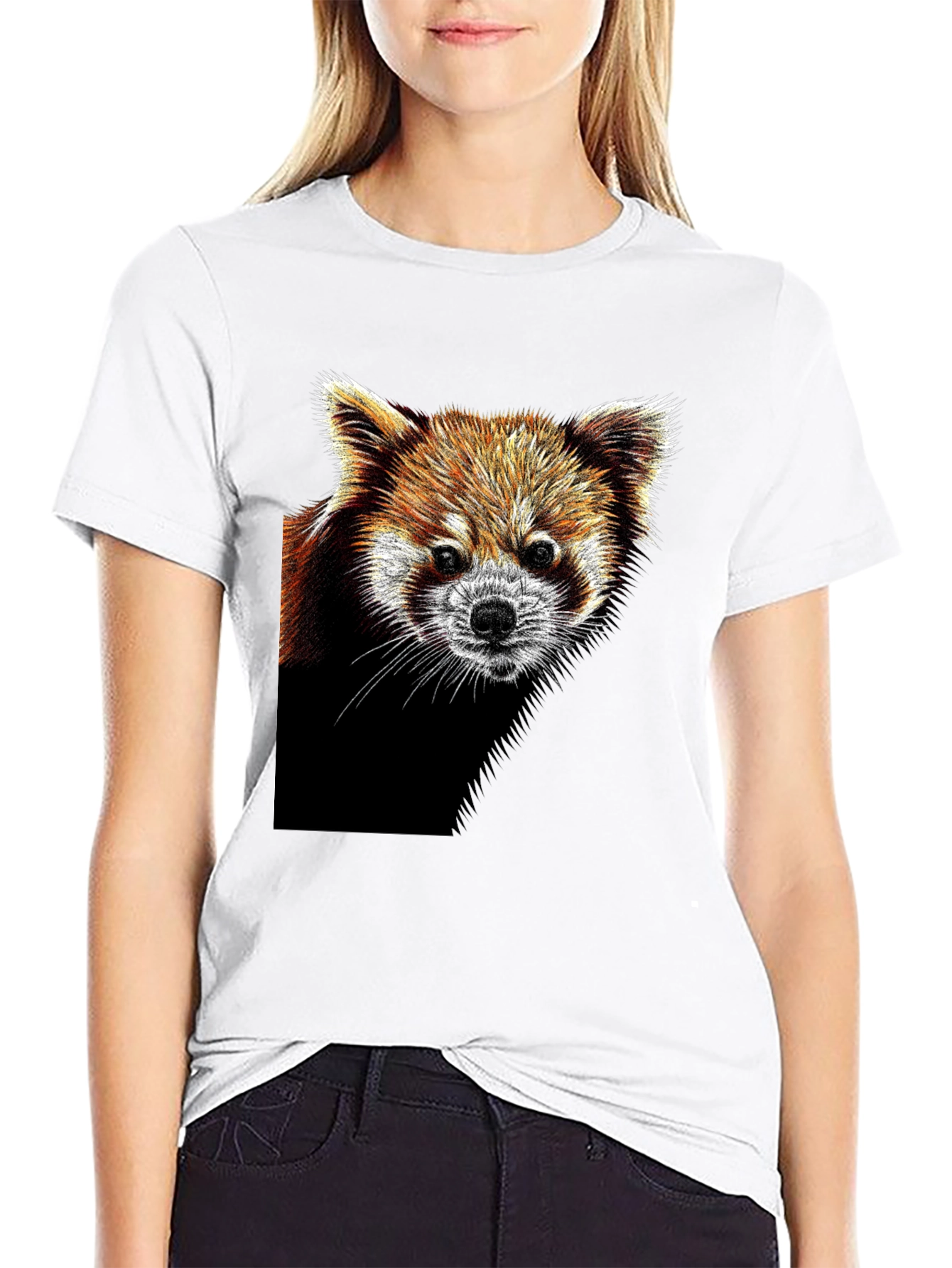 Red Panda Graphic Tee - Black Cotton T-Shirt