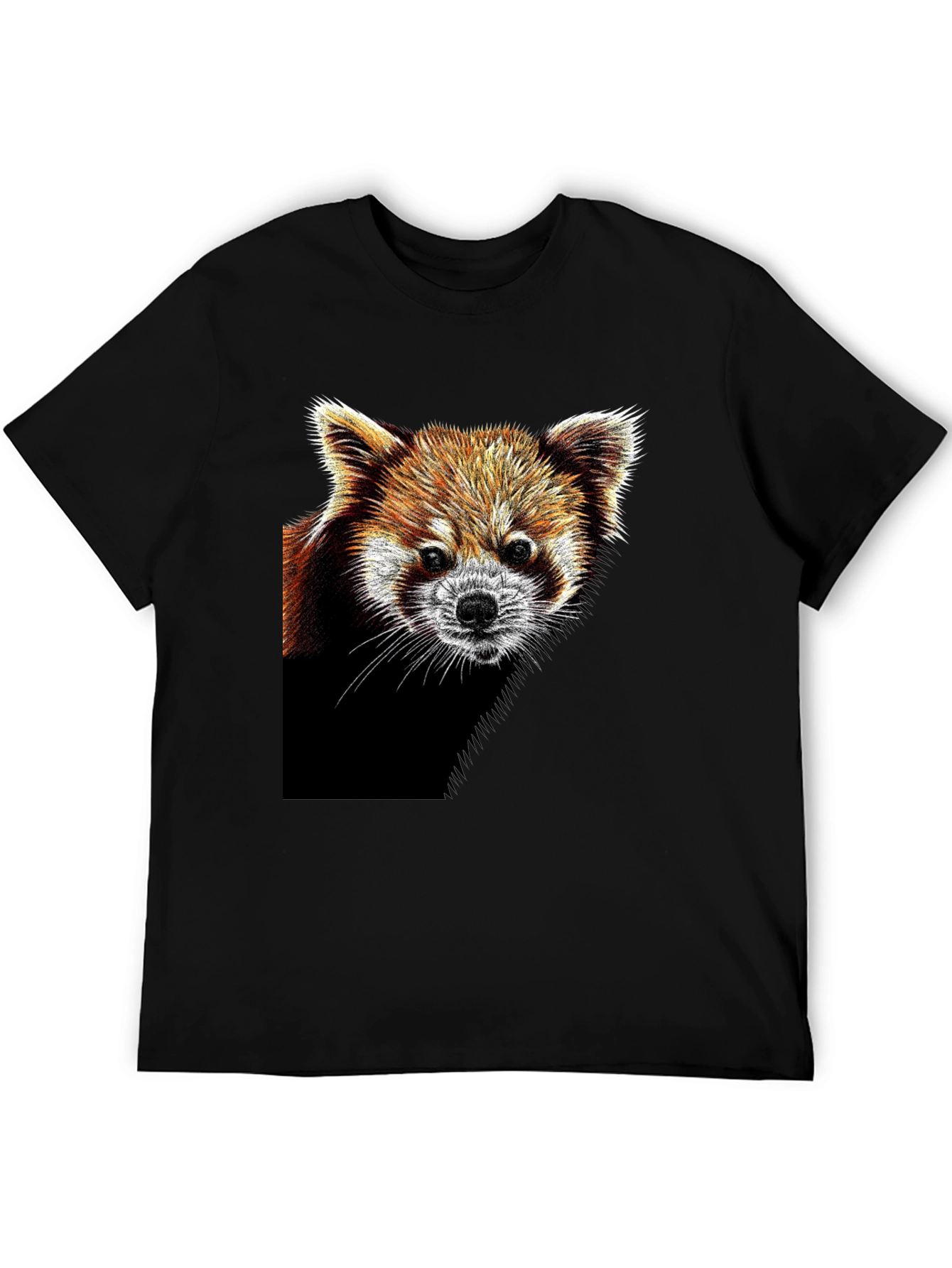 Red Panda Graphic Tee - Black Cotton T-Shirt