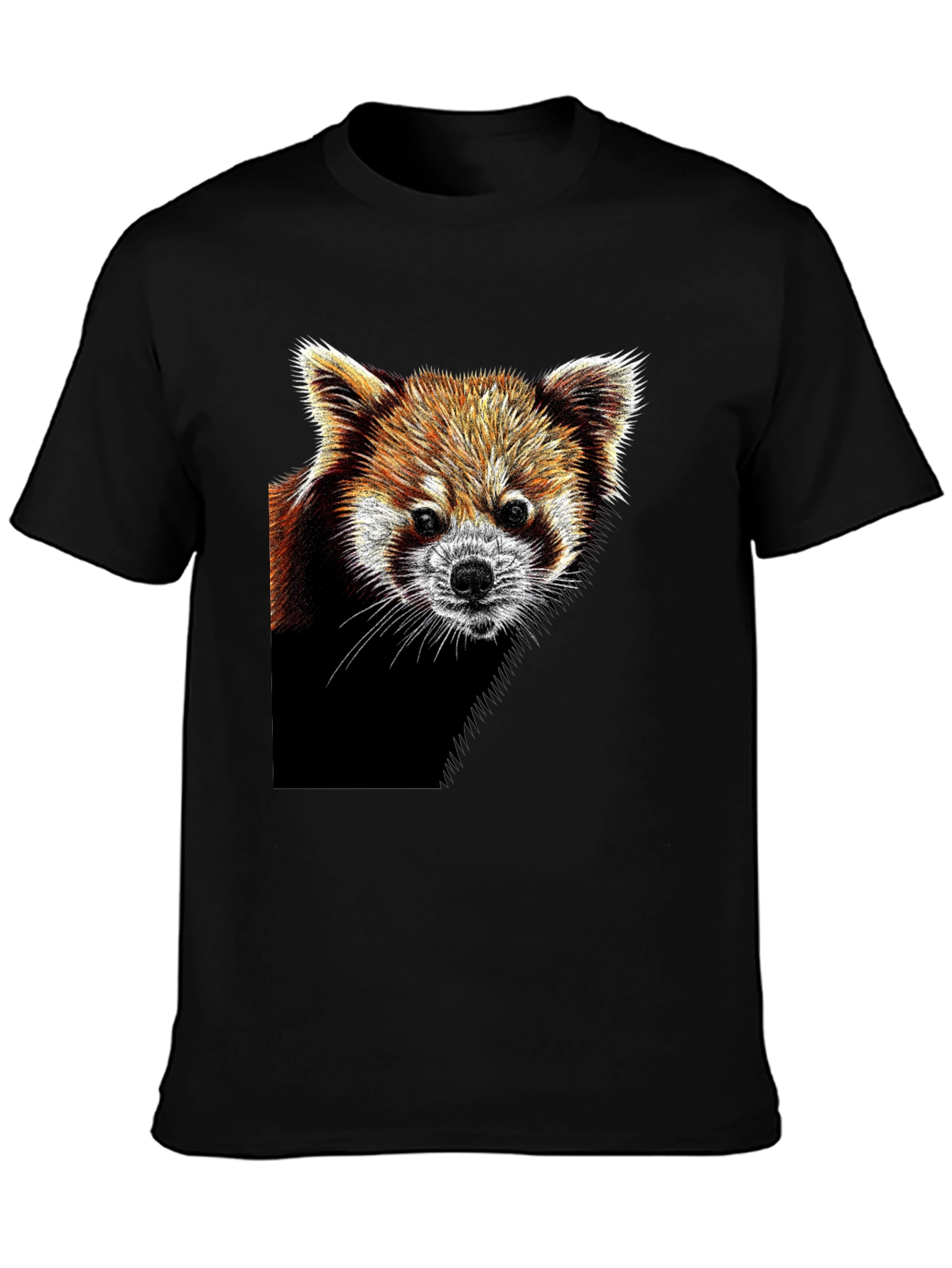 Red Panda Graphic Tee - Black Cotton T-Shirt