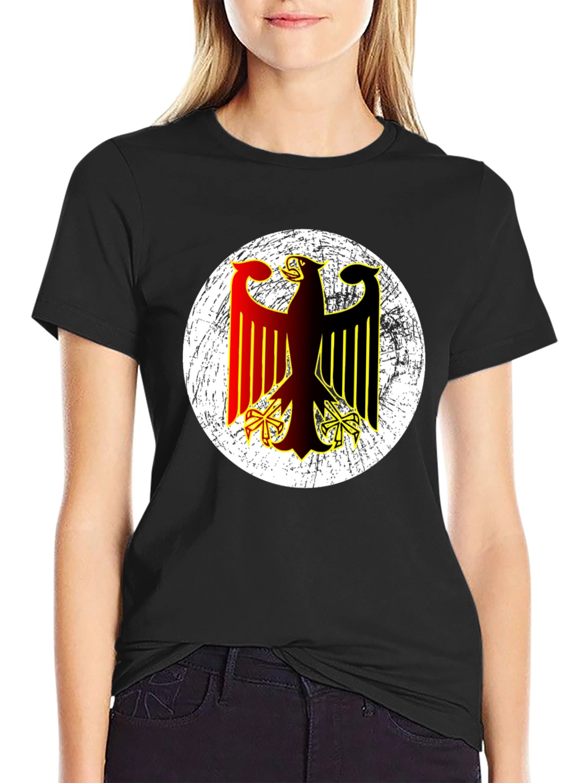 German Eagle Graphic T-Shirt - Black Cotton Tee
