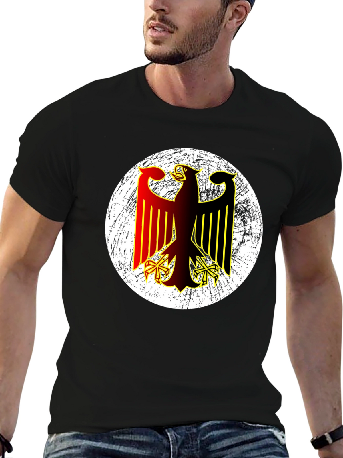 German Eagle Graphic T-Shirt - Black Cotton Tee