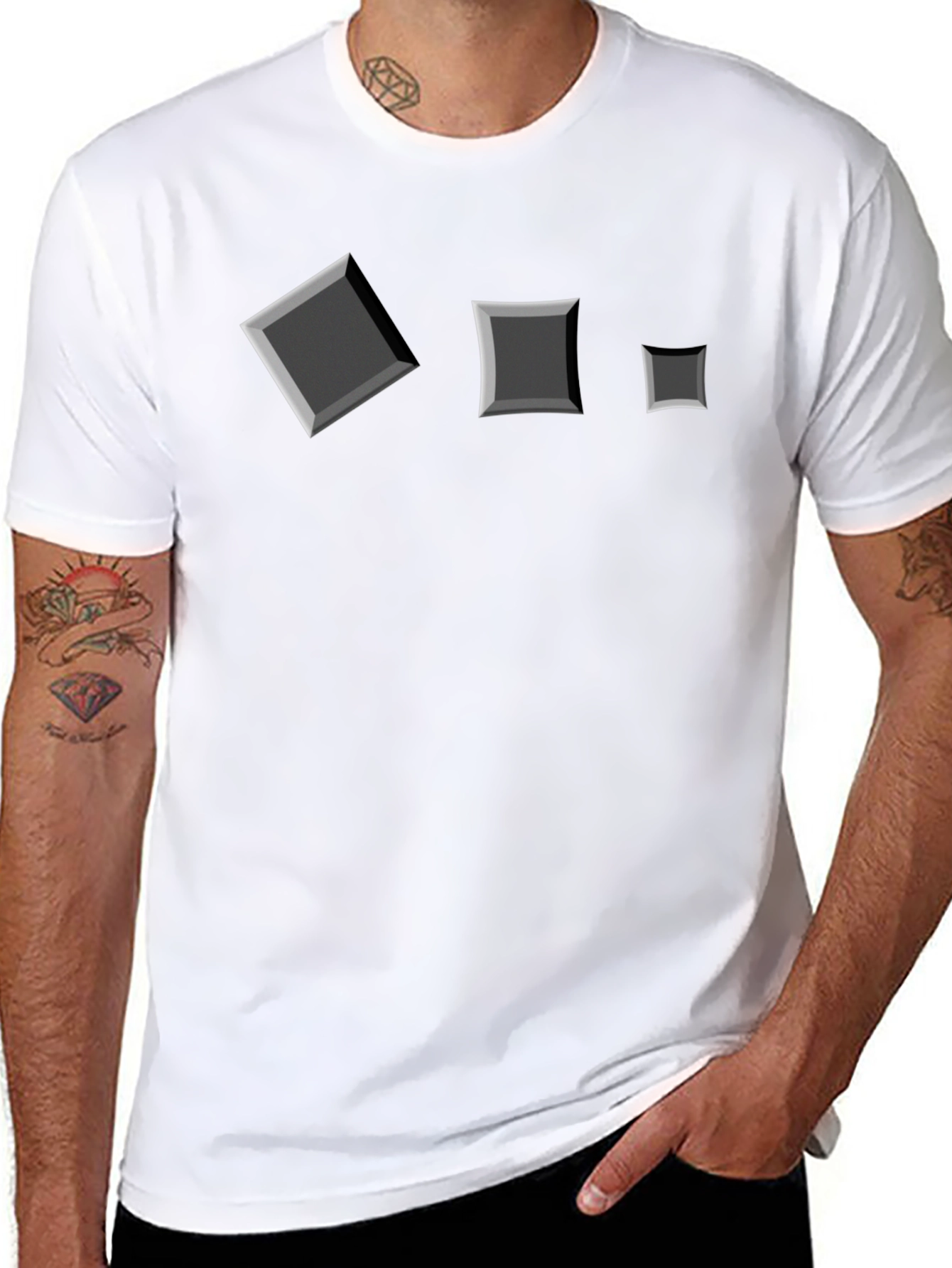 Square Motif Black T-Shirt