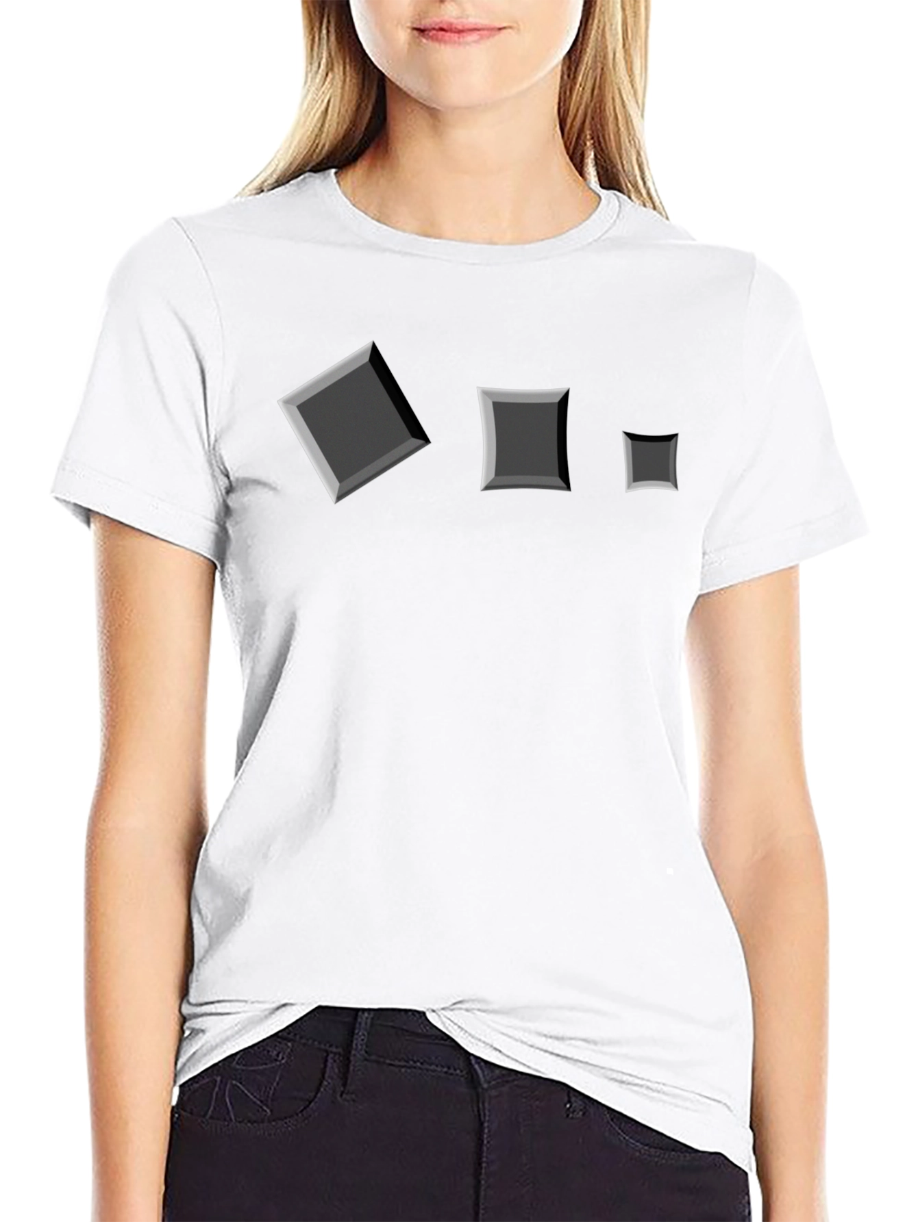 Square Motif Black T-Shirt