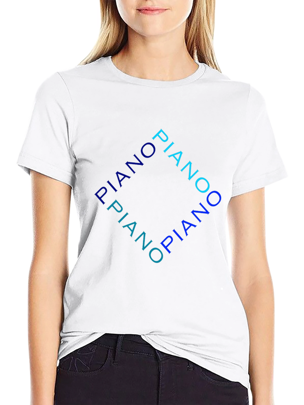 Piano Typography Black T-Shirt