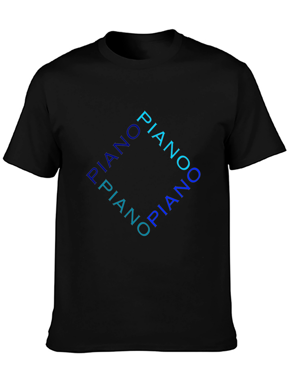 Piano Typography Black T-Shirt