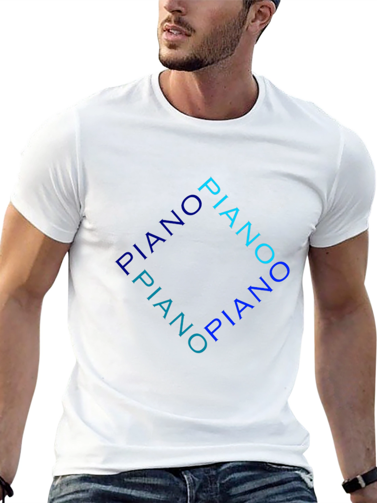 Piano Typography Black T-Shirt