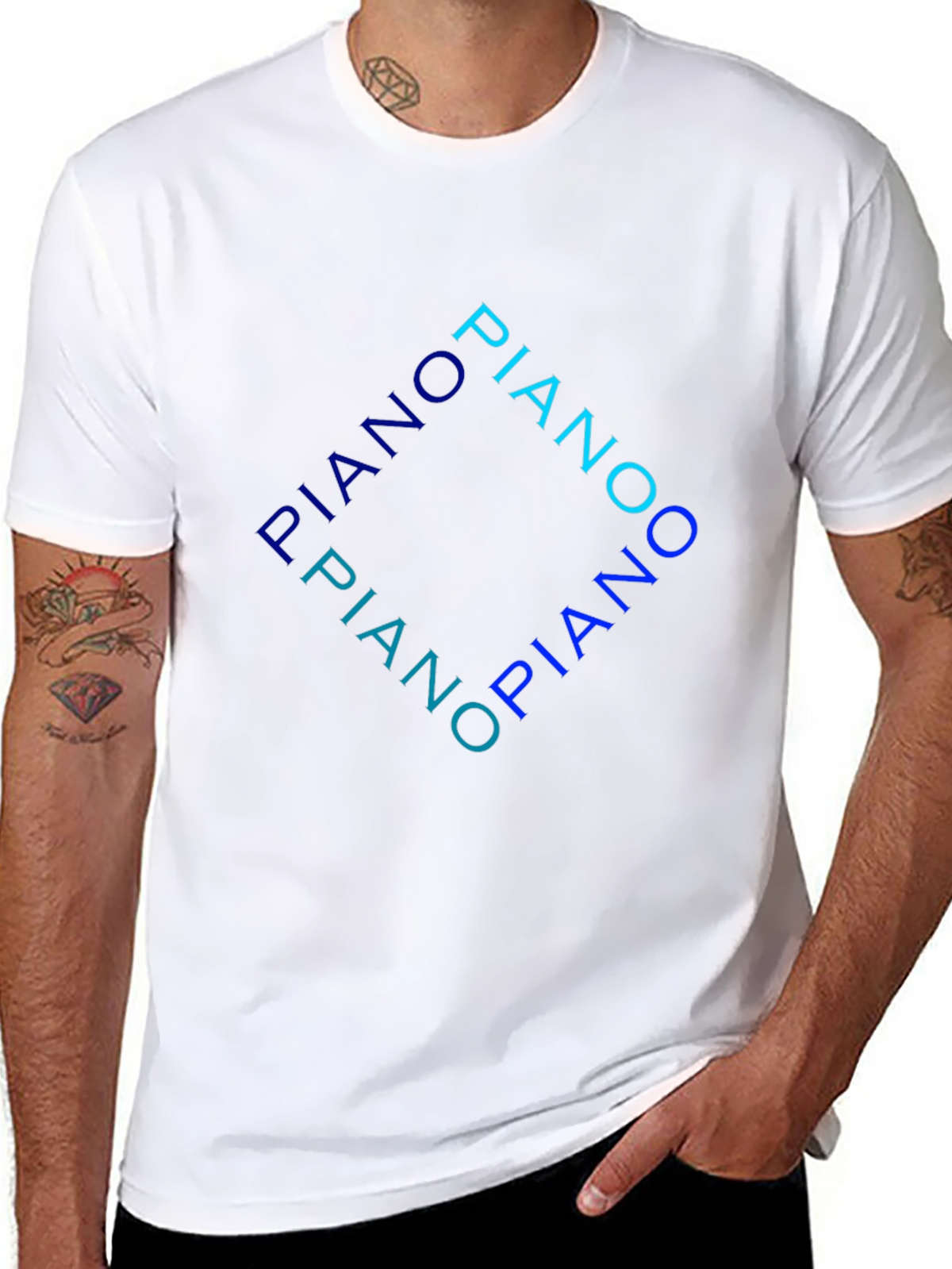 Piano Typography Black T-Shirt