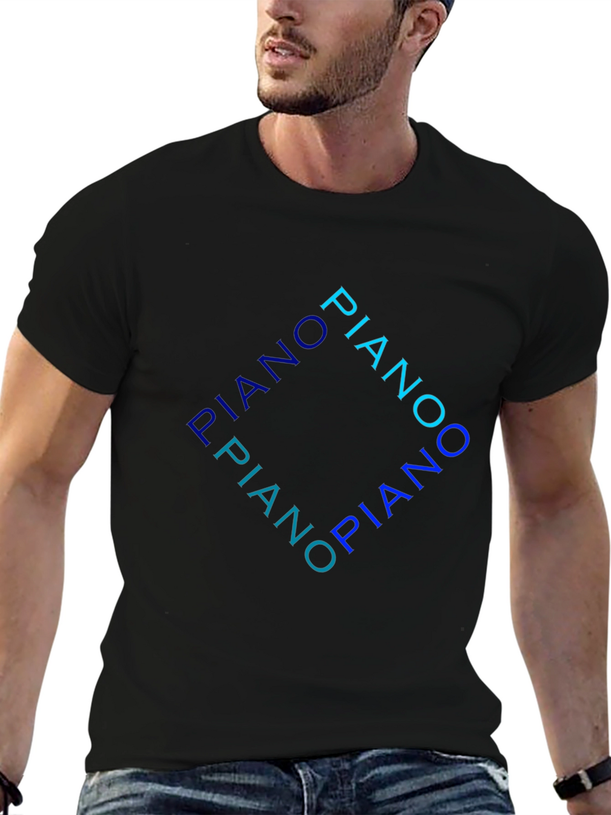 Piano Typography Black T-Shirt