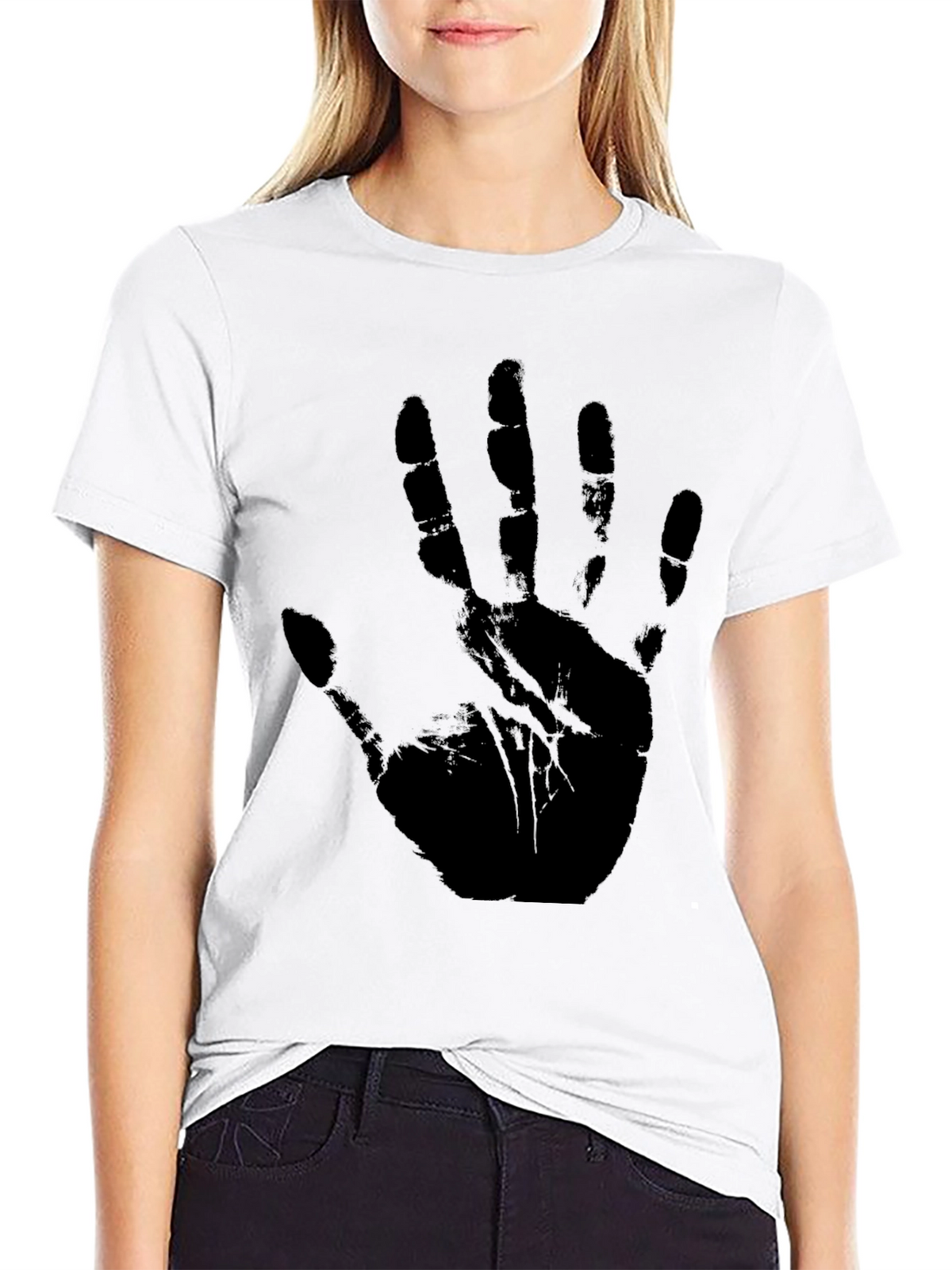 Black Handprint Graphic T-Shirt