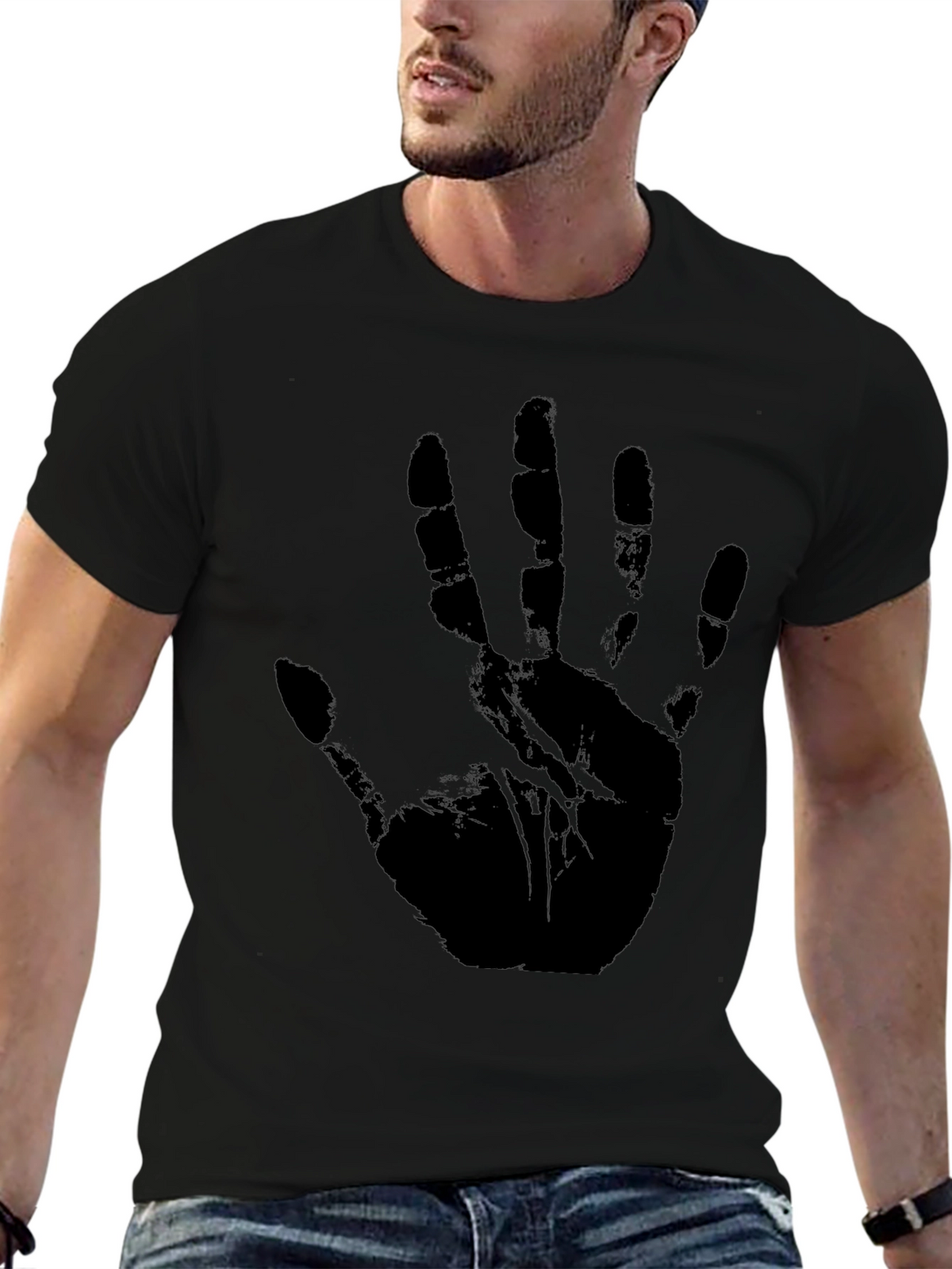 Black Handprint Graphic T-Shirt