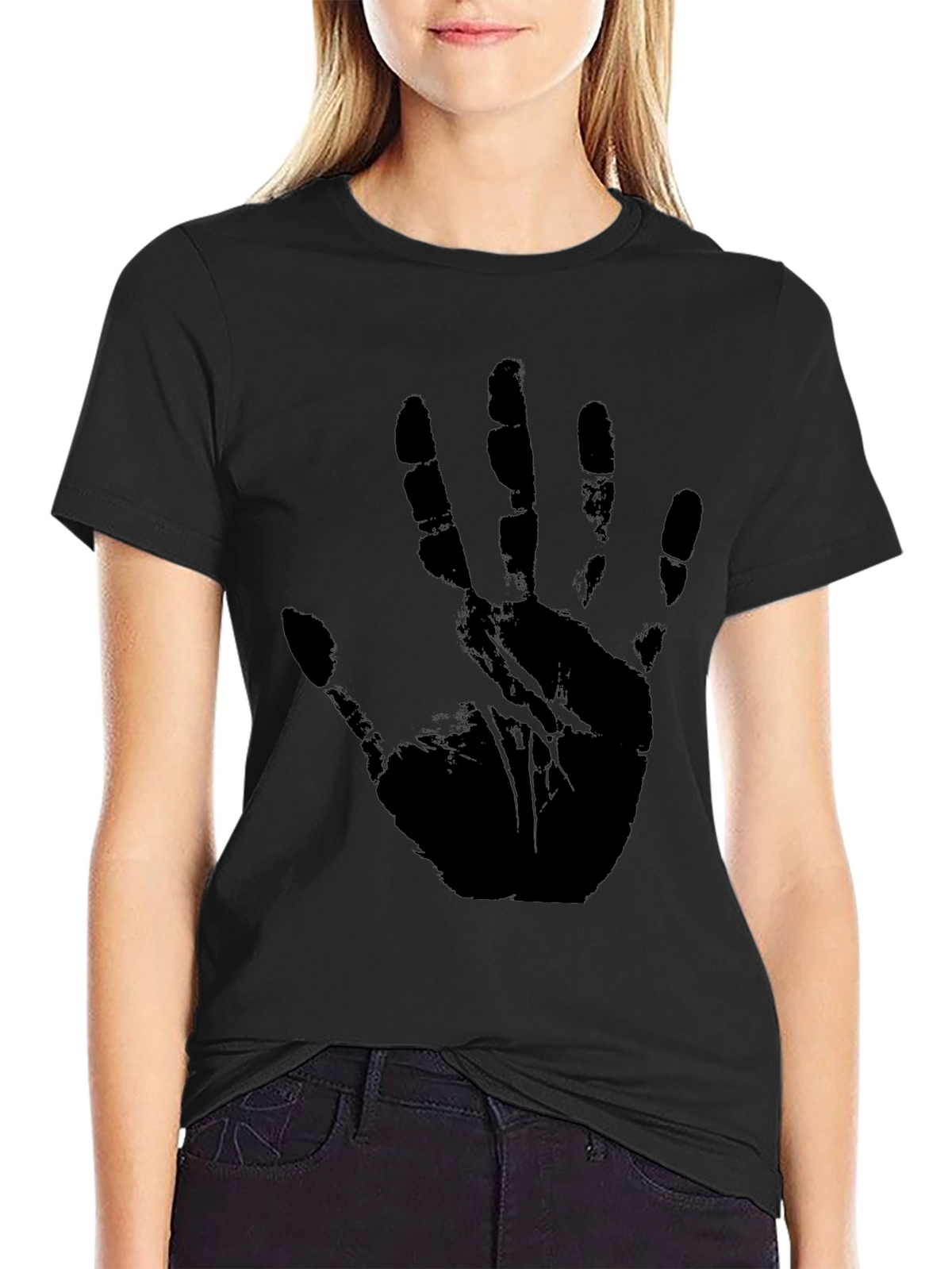 Black Handprint Graphic T-Shirt