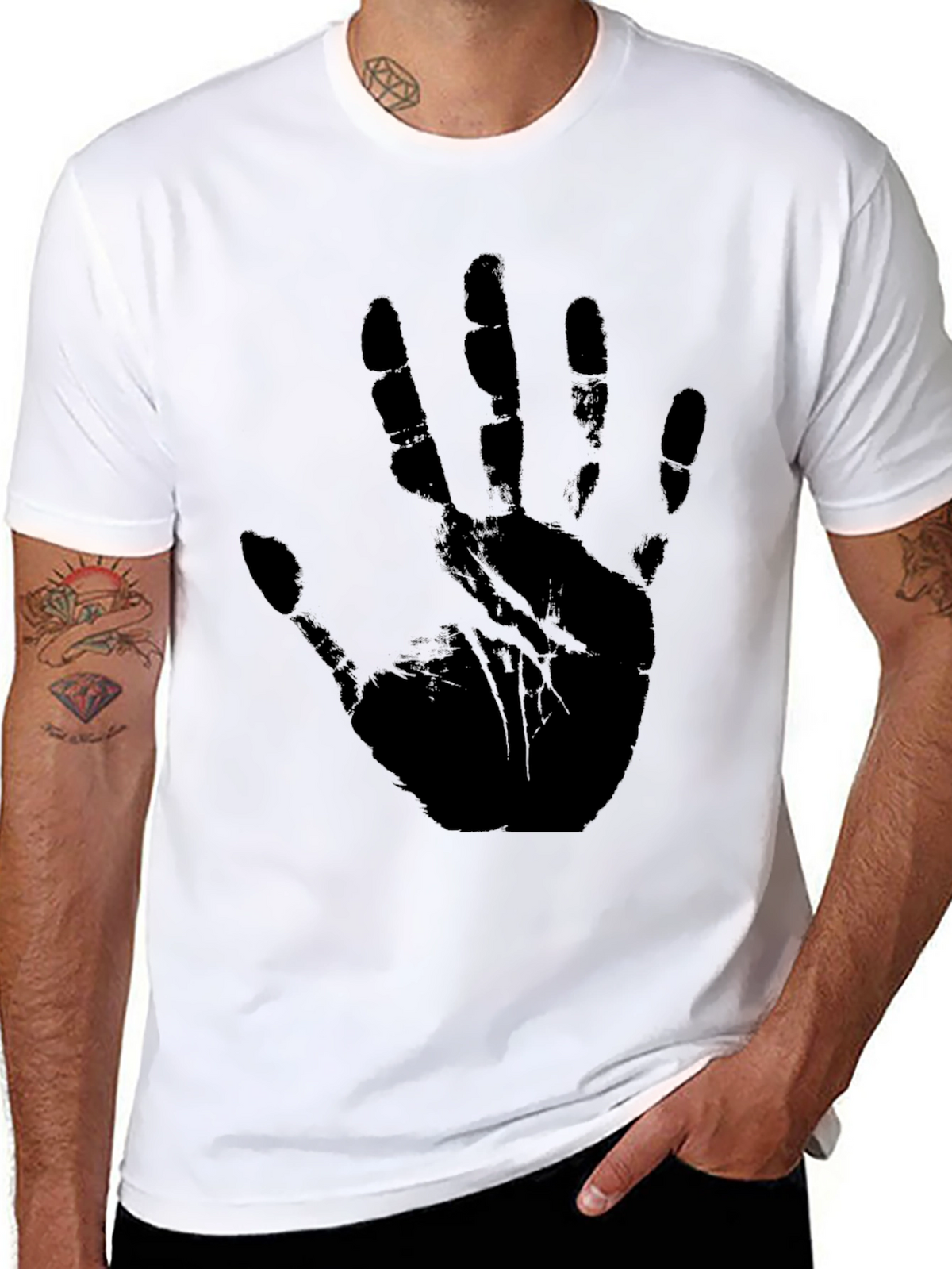 Black Handprint Graphic T-Shirt