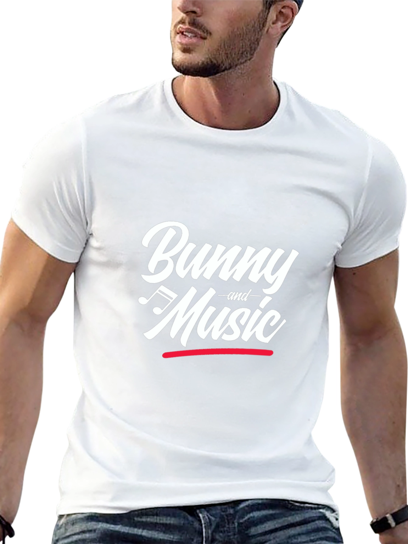Bunny and Music Black Graphic T-Shirt