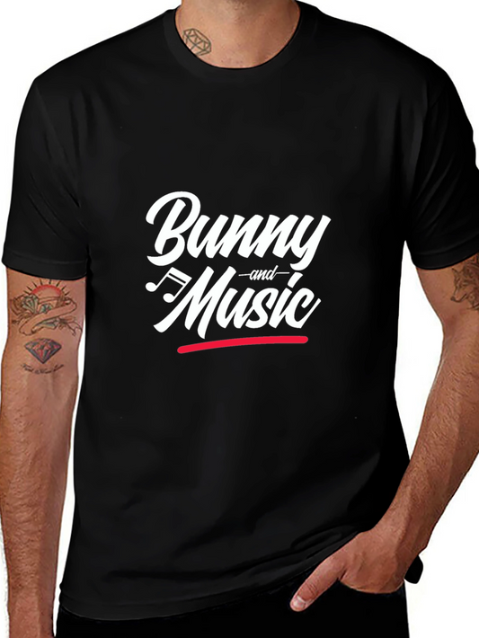 Bunny and Music Black Graphic T-Shirt