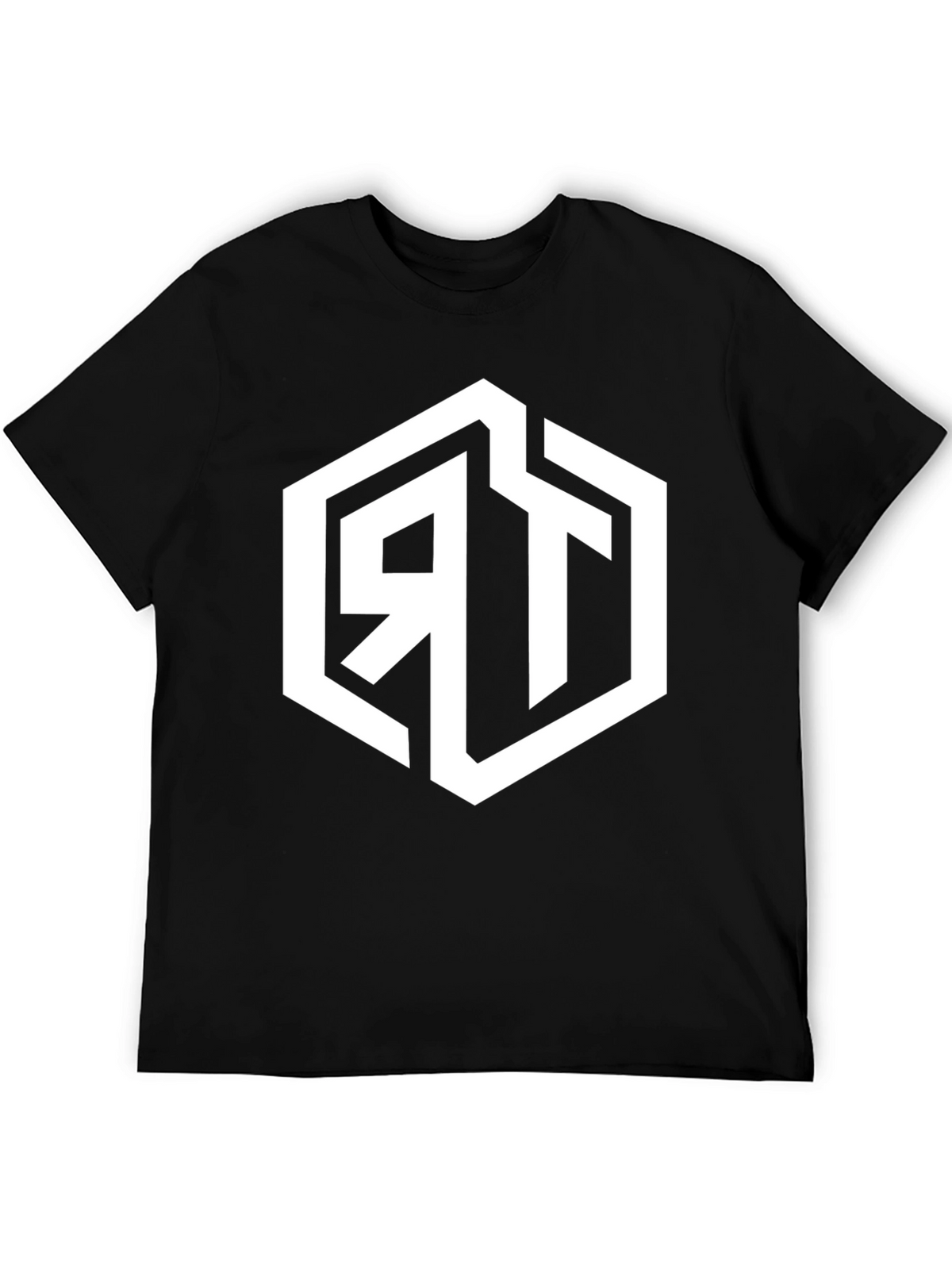 Mens Black Graphic Tee with Geometric RT Logo