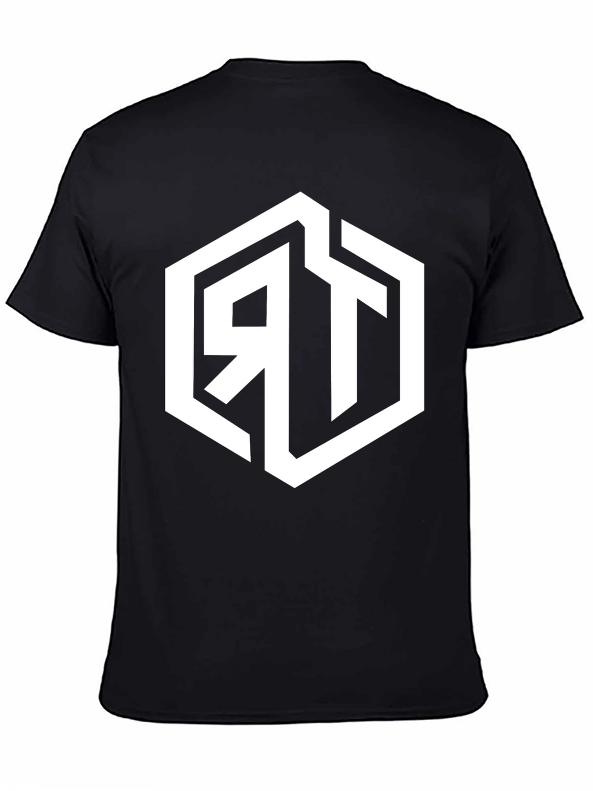 Mens Black Graphic Tee with Geometric RT Logo