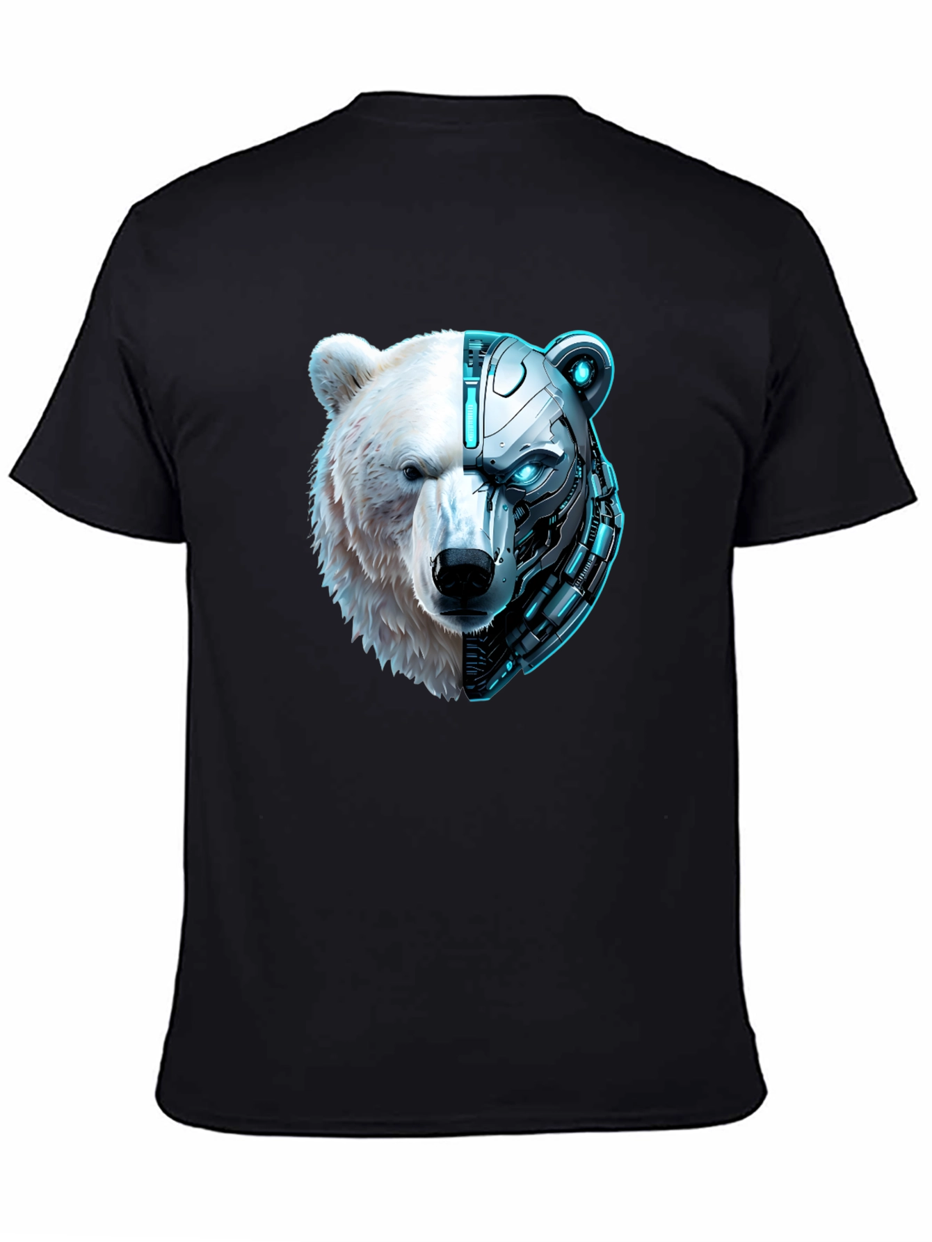Cyber Bear Graphic Tee - Black Cotton T-Shirt