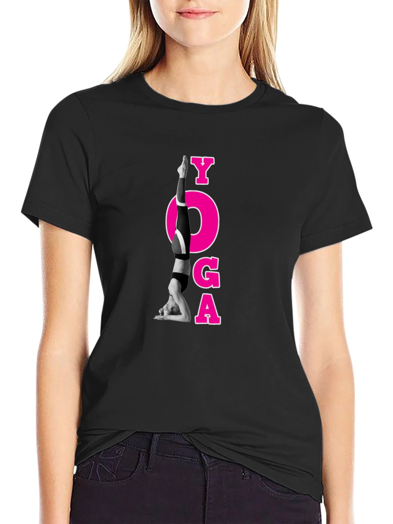 Yoga Pose Graphic Black T-Shirt