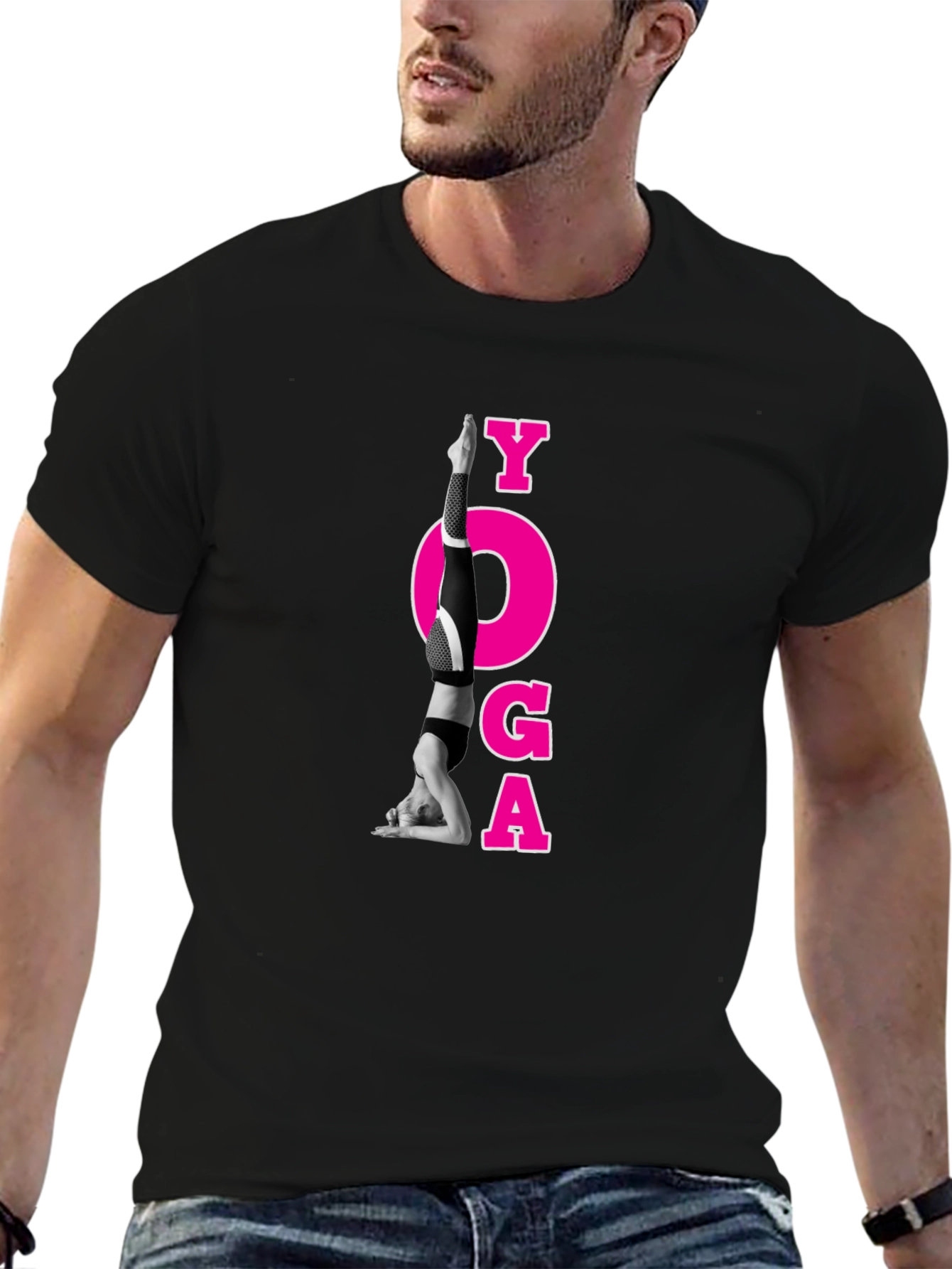 Yoga Pose Graphic Black T-Shirt